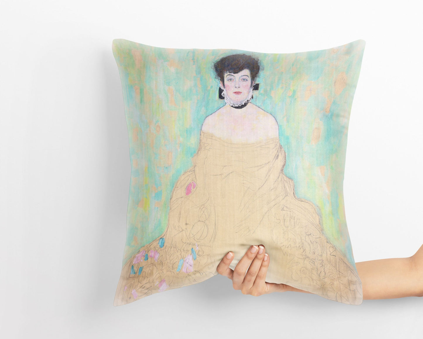 Gustav Klimt Famous Painting Amalie Zuckerkandl Pillow Case, Abstract Throw Pillow Cover, Artist Pillow, Art Nouveau 22X22 Pillow Cover