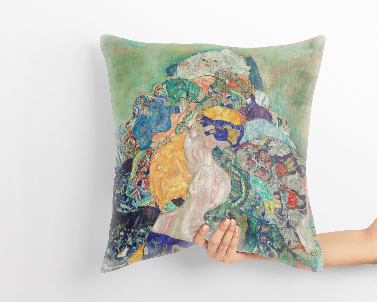 Gustav Klimt Famous Art Baby (Cradle) Abstract Throw Pillow, Designer Pillow, Contemporary Pillow, 22X22 Pillow Cover, Housewarming Gift