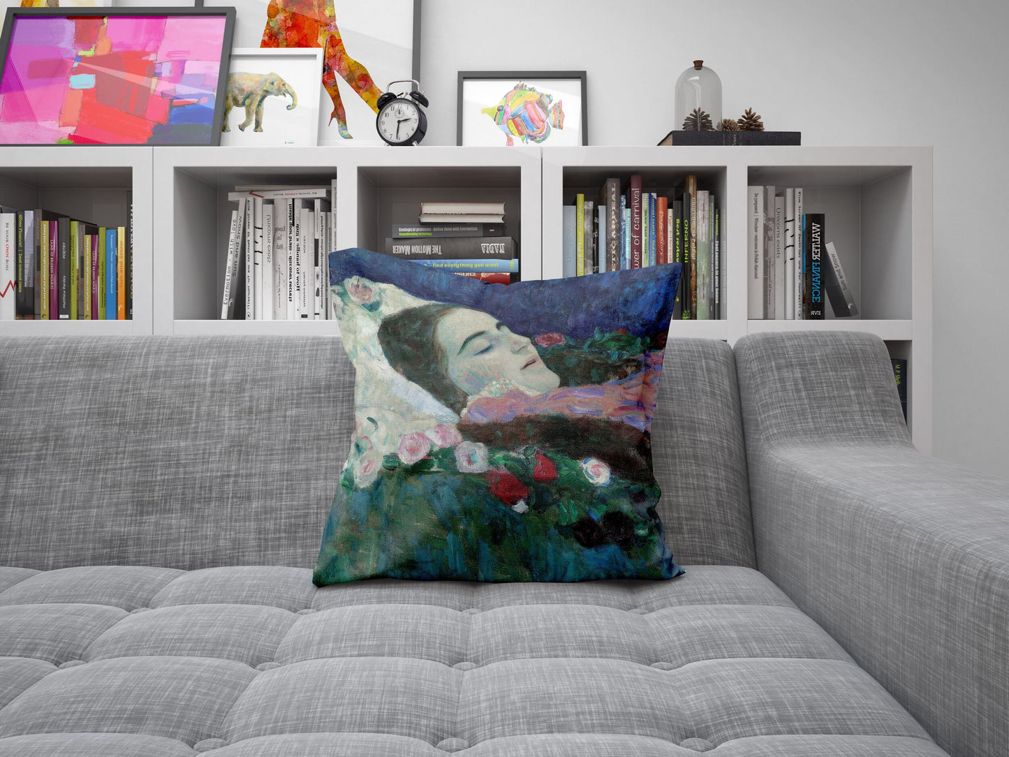 Gustav Klimt Famous Art, Pillow Case, Abstract Throw Pillow, Designer Pillow, Green Pillow Cases, Art Nouveau Pillow, Large Pillow Cases