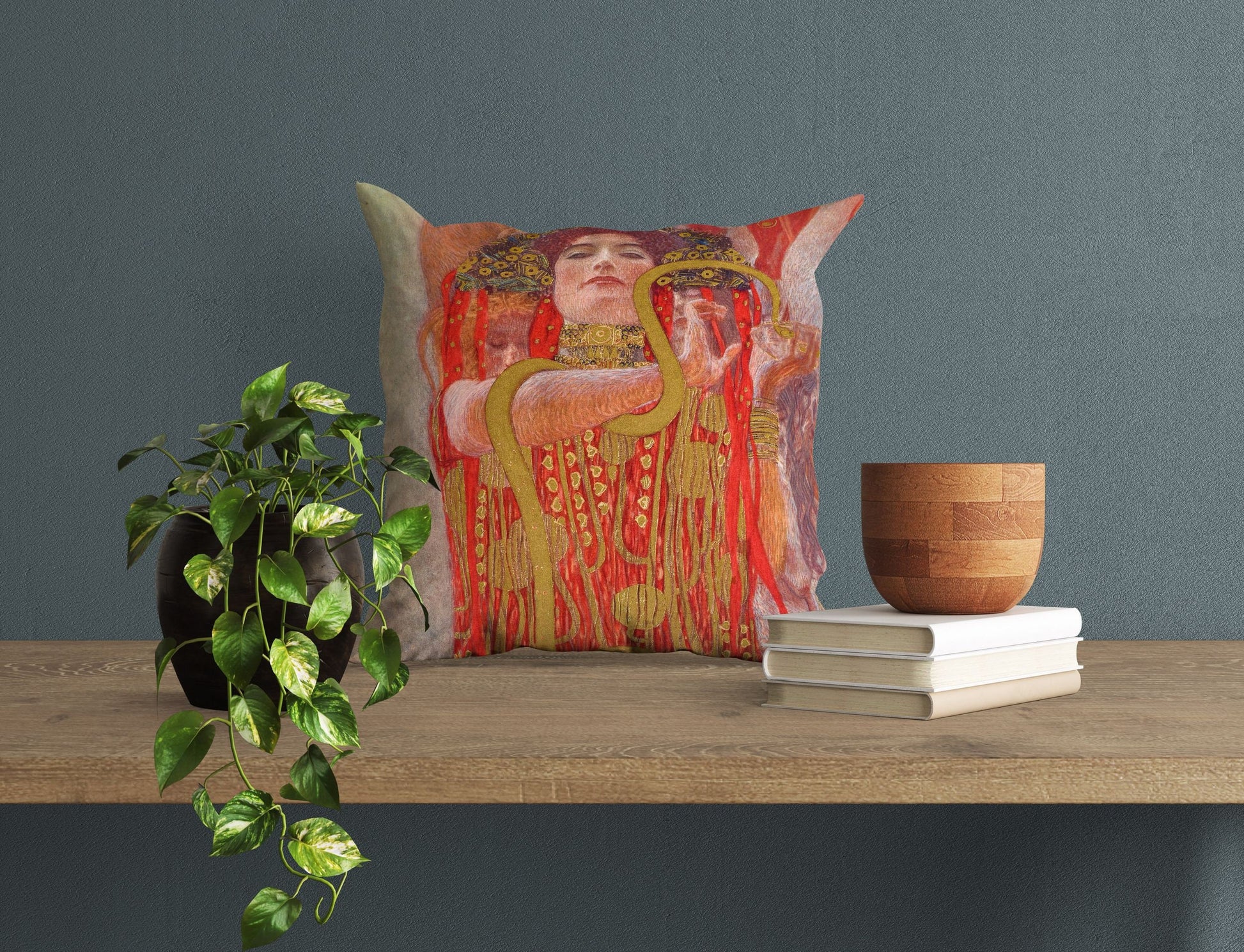 Gustav Klimt Famous Painting Medicine, Abstract Pillow, Artist Pillow, Red Pillow Cases, Home Decor Pillow, Indoor Pillow Cases