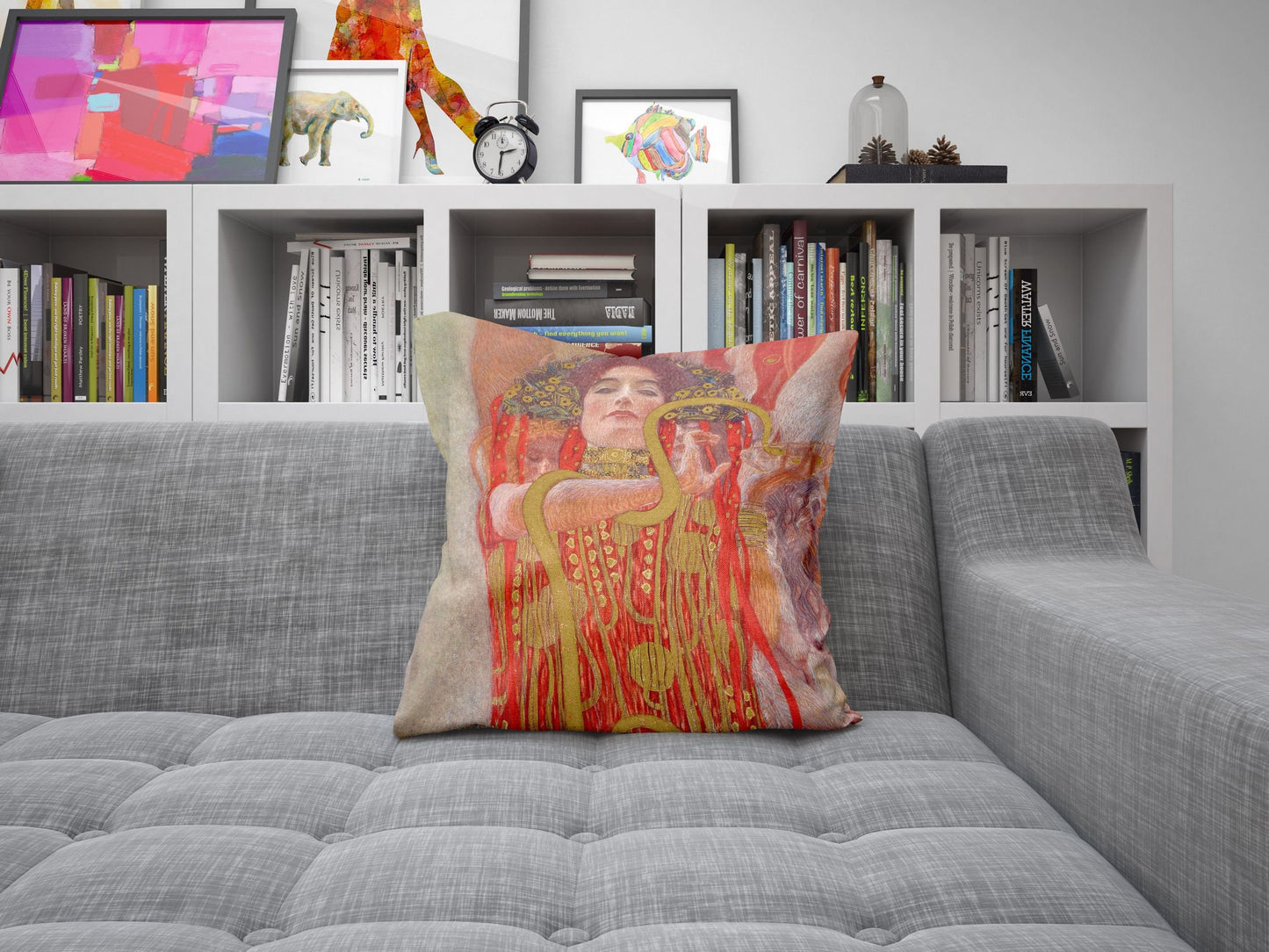 Gustav Klimt Famous Painting Medicine, Abstract Pillow, Artist Pillow, Red Pillow Cases, Home Decor Pillow, Indoor Pillow Cases