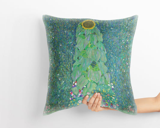 Gustav Klimt Famous Painting Sunflower, Decorative Pillow, Abstract Pillow, Soft Pillow Cases, Green Pillow Cases, Modern Pillow