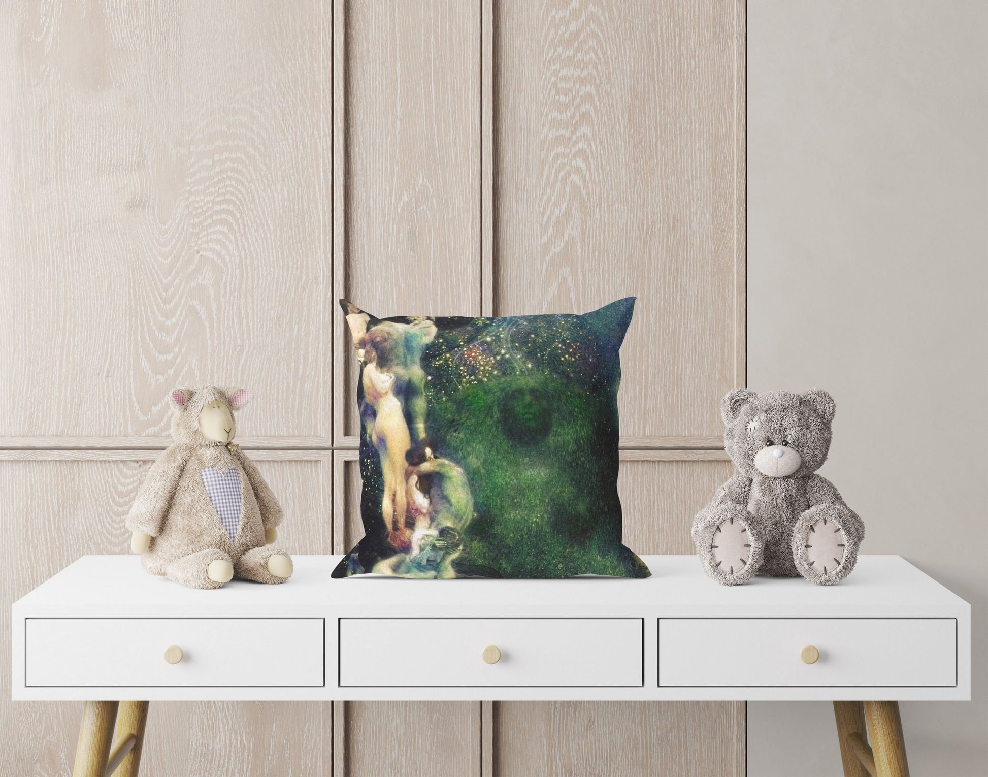 Gustav Klimt Famous Painting Philosophy, Throw Pillow, Abstract Throw Pillow, 18 X 18 Pillow Covers, Playroom Decor, Holiday Gift