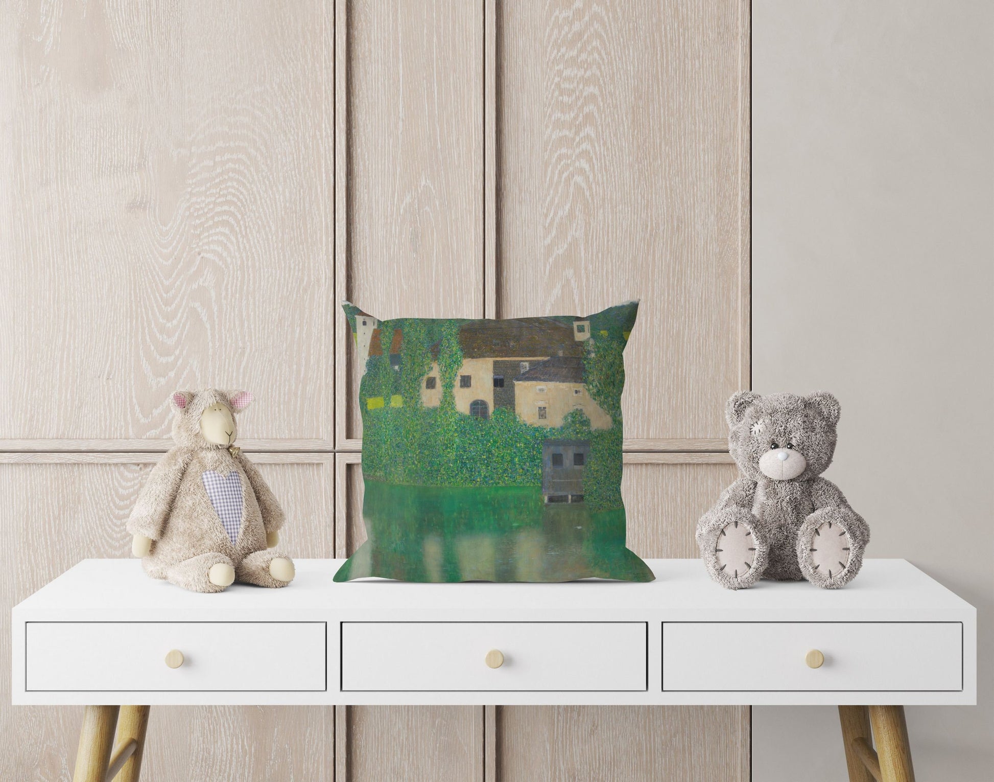 Gustav Klimt Famous Painting Water Castle, Tapestry Pillows, Abstract Throw Pillow Cover, Soft Pillow Cases, Farmhouse Pillow, Holiday Gift