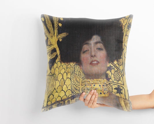 Gustav Klimt Famous Painting Judith, Throw Pillow Cover, Abstract Pillow, Art Pillow, Gold, Art Nouveau Pillow, Square Pillow
