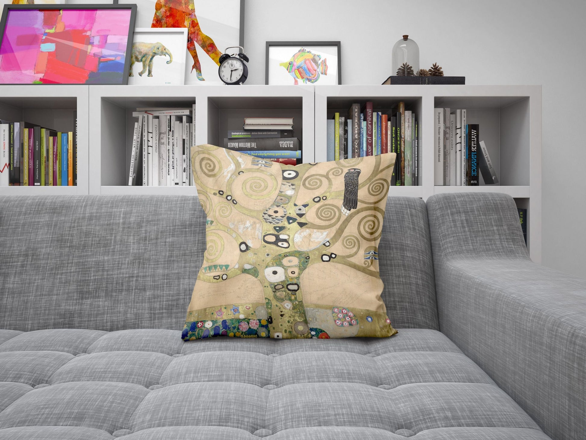 Gustav Klimt Famous Painting Tree Of Life, Pillow Case, Abstract Throw Pillow, Art Pillow, Gold, Contemporary Pillow, Large Pillow Cases