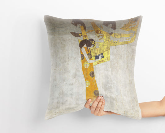 Gustav Klimt Famous Painting The Beethoven Frieze, Tapestry Pillows, Abstract Pillow, Art Pillow, Gold, Modern Pillow, Square Pillow