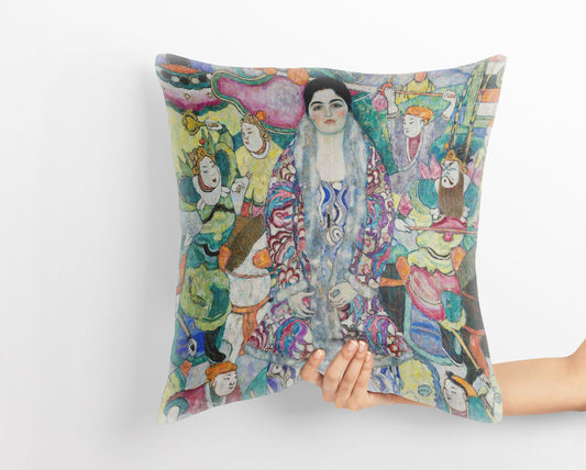 Gustav Klimt Famous Painting Portrait Of Friedericke Maria Beer, Throw Pillow, Abstract Throw Pillow Cover, Designer Pillow, Abstract Decor