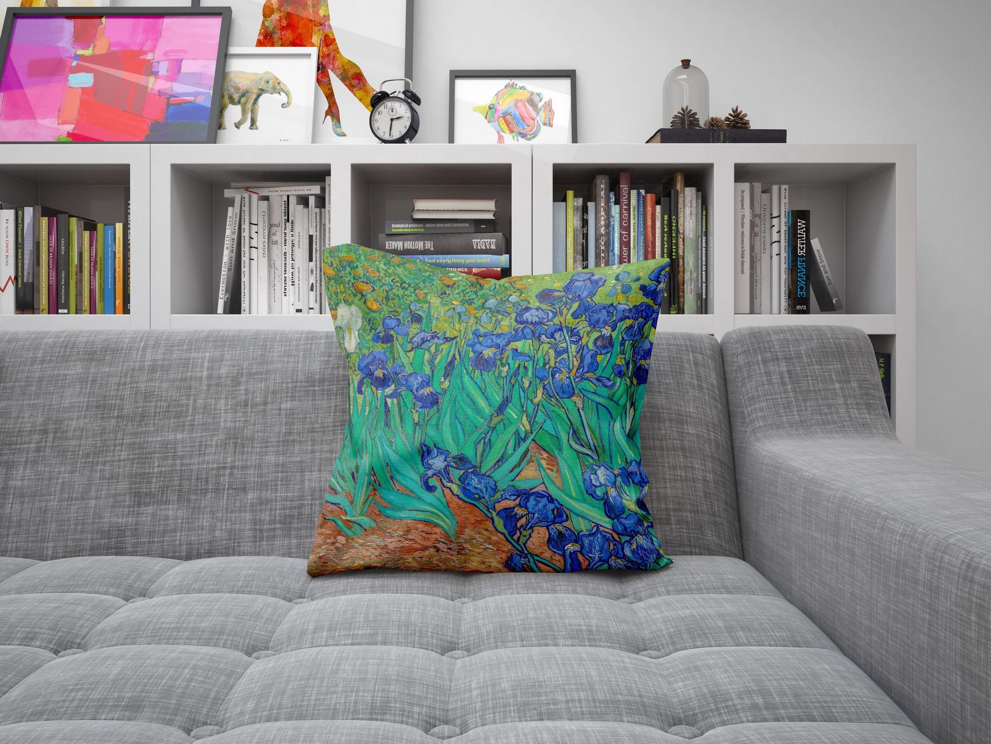 Vincent Van Gogh Irises Famous Art Decorative Pillow, Abstract Pillow, Soft Pillow Cases, Green Pillow Cases, Farmhouse Pillow, Holiday Gift