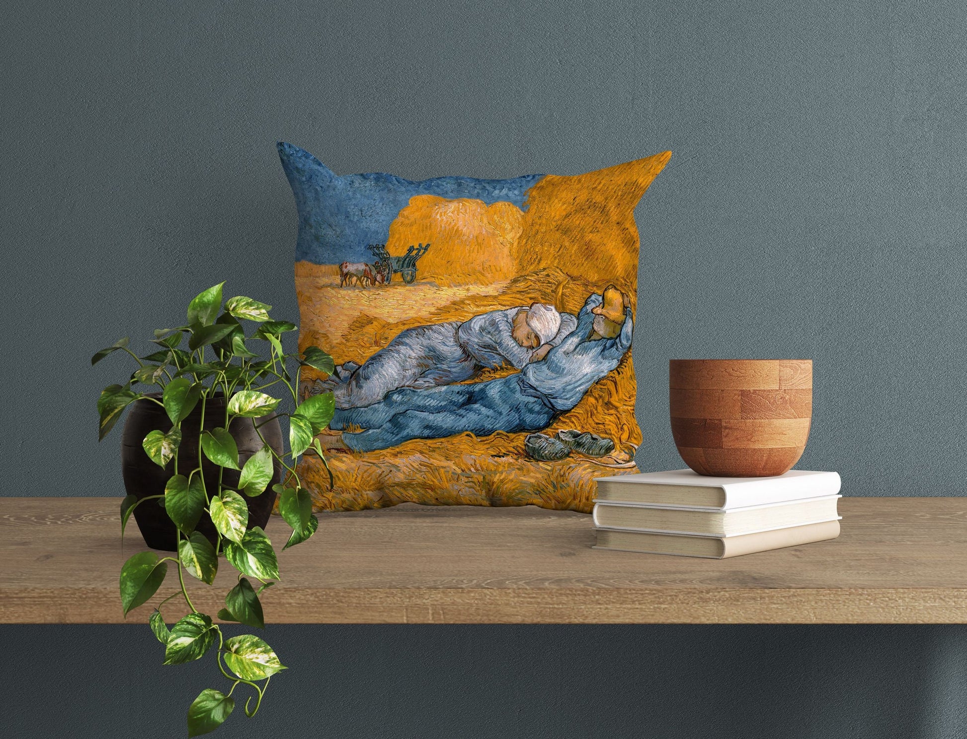 Vincent Van Gogh Noon Rest From Work Famous Art Throw Pillow Cover, Abstract Pillow, Art Pillow, Square Pillow, Playroom Decor, Sofa Pillows