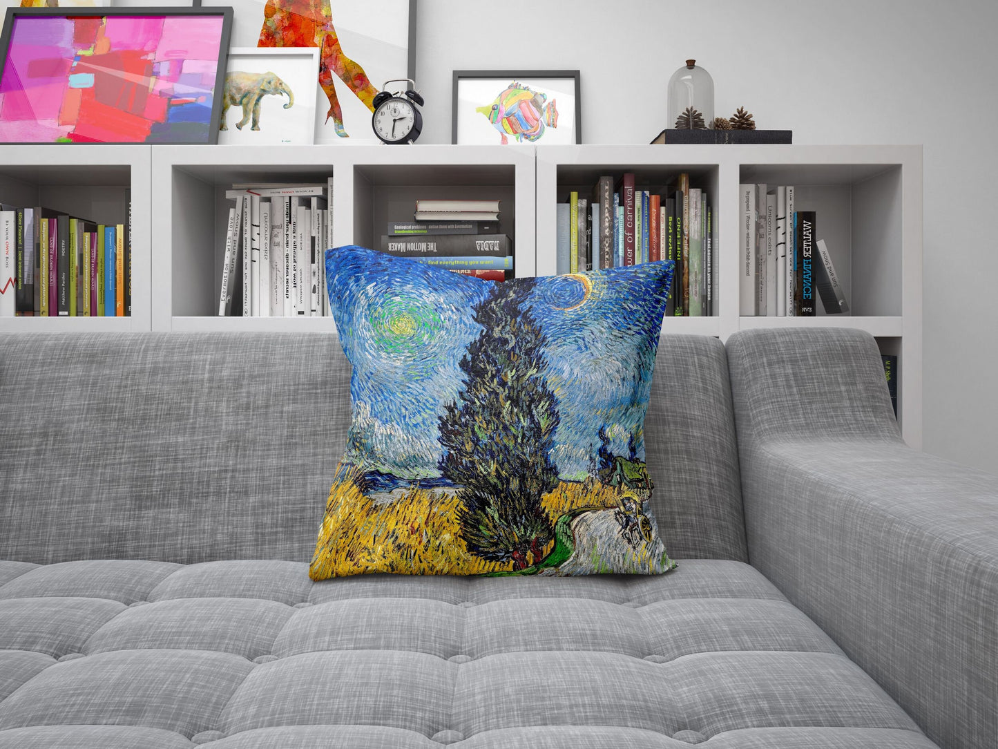 Vincent Van Gogh Road With Cypress And Star Famous Painting, Abstract Throw Pillow Cover, Soft Pillow Cases, 18 X 18 Pillow Covers