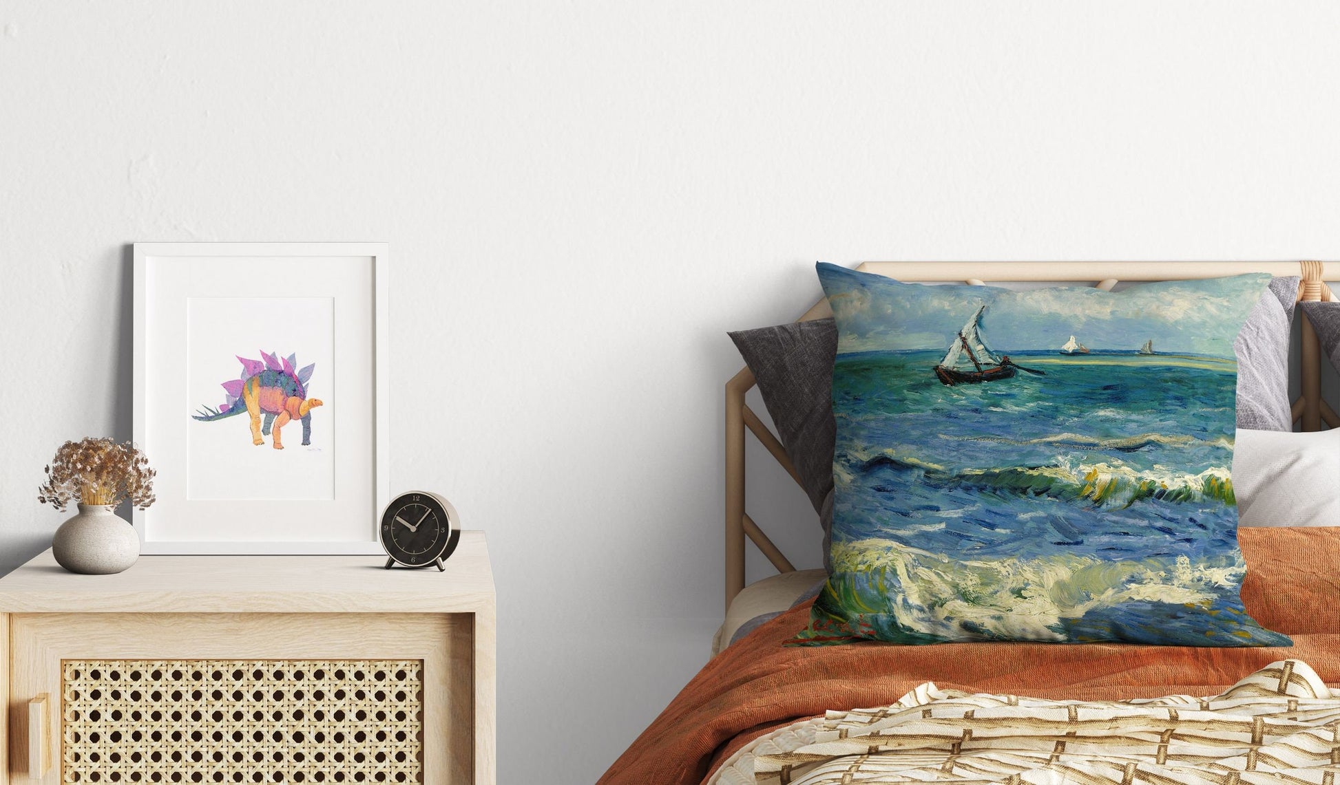 Vincent Van Gogh Seascape Near Les Saintes-Maries-De-La-Mer Famous Painting, Throw Pillow Cover, Abstract Throw Pillow Cover, Artist Pillow
