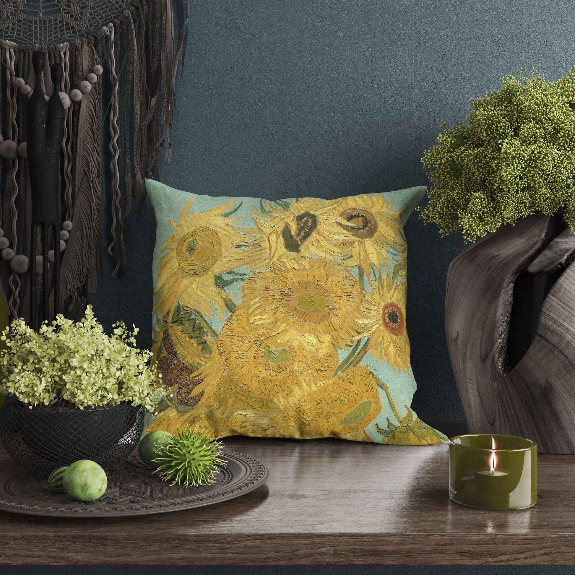 Vincent Van Gogh Sunflowers Famous Painting, Tapestry Pillows, Abstract Throw Pillow, Artist Pillow, Bright Yellow Pillow, Holiday Gift