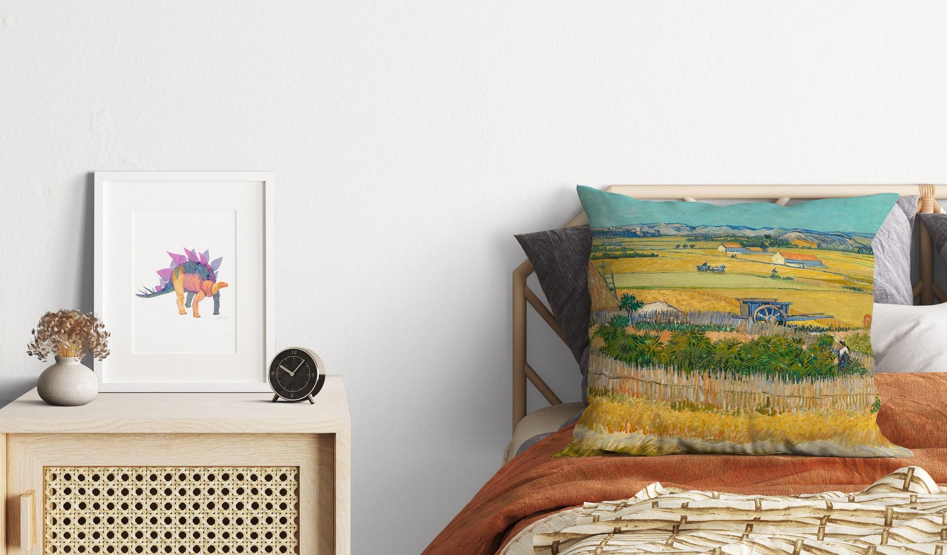 Vincent Van Gogh Famous Painting The Harvest, Decorative Pillow, Abstract Pillow, Art Pillow, Bright Yellow Pillow, Modern Pillow