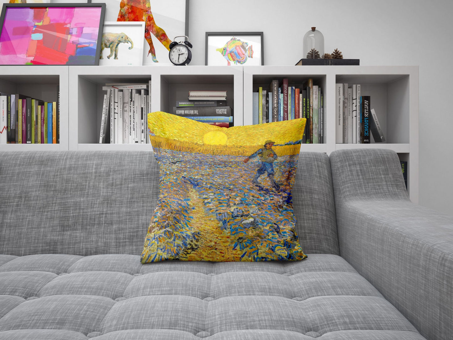 Vincent Van Gogh Famous Art The Sower, Throw Pillow, Abstract Pillow, Art Pillow, Bright Yellow Pillow, 22X22 Pillow Cover