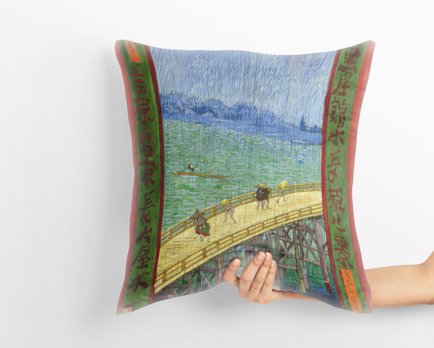 Vincent Van Gogh Famous Art Bridge In The Rain (After Hiroshige), Toss Pillow, Throw Pillow, Artist Pillow, Blue Pillow, Contemporary Pillow