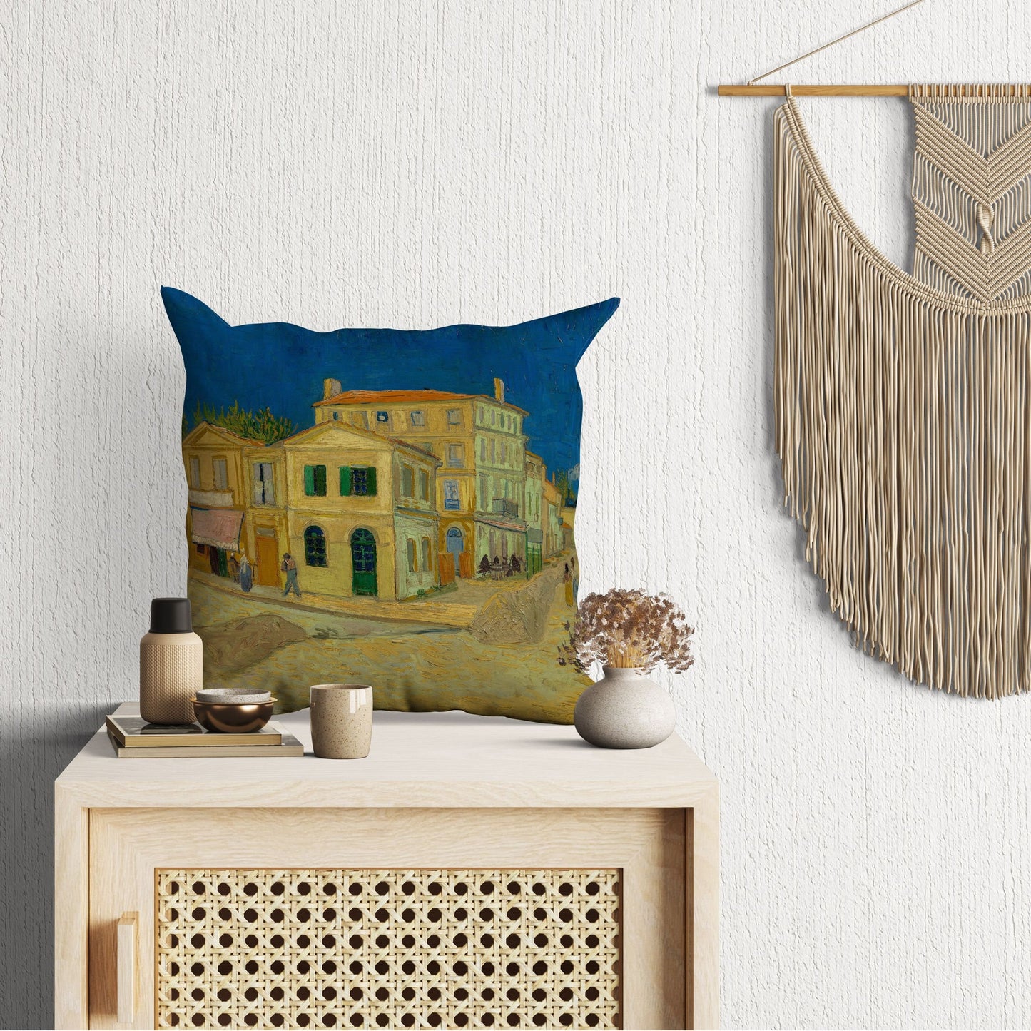 Vincent Van Gogh The Yellow House, Decorative Pillow, Abstract Pillow, Soft Pillow Cases, Blue And Yellow, Modern Pillow, Square Pillow