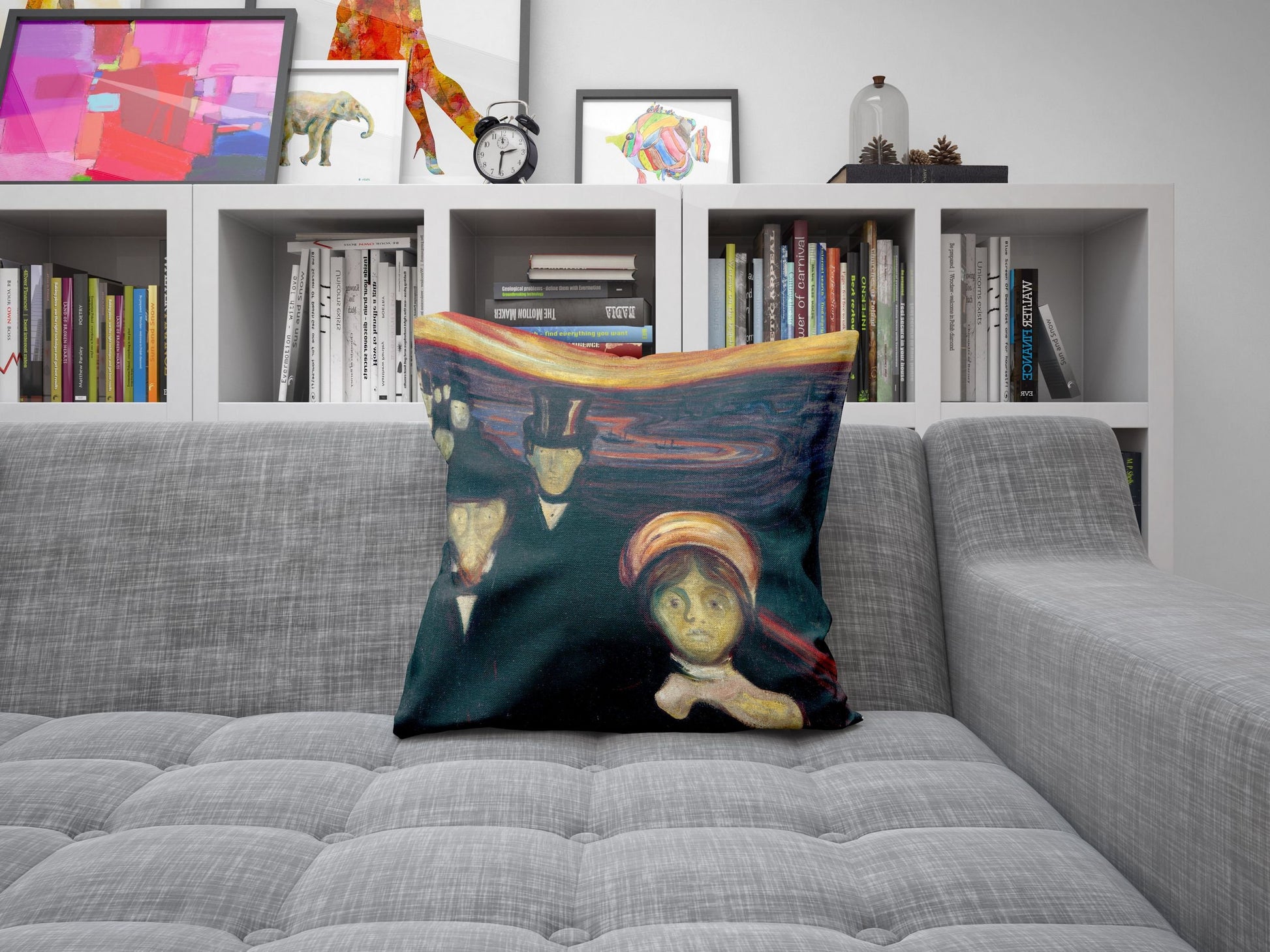 Edvard Munch Famous Art Anxiety, Pillow Case, Abstract Pillow, Soft Pillow Cases, Square Pillow, Playroom Decor, Indoor Pillow Cases