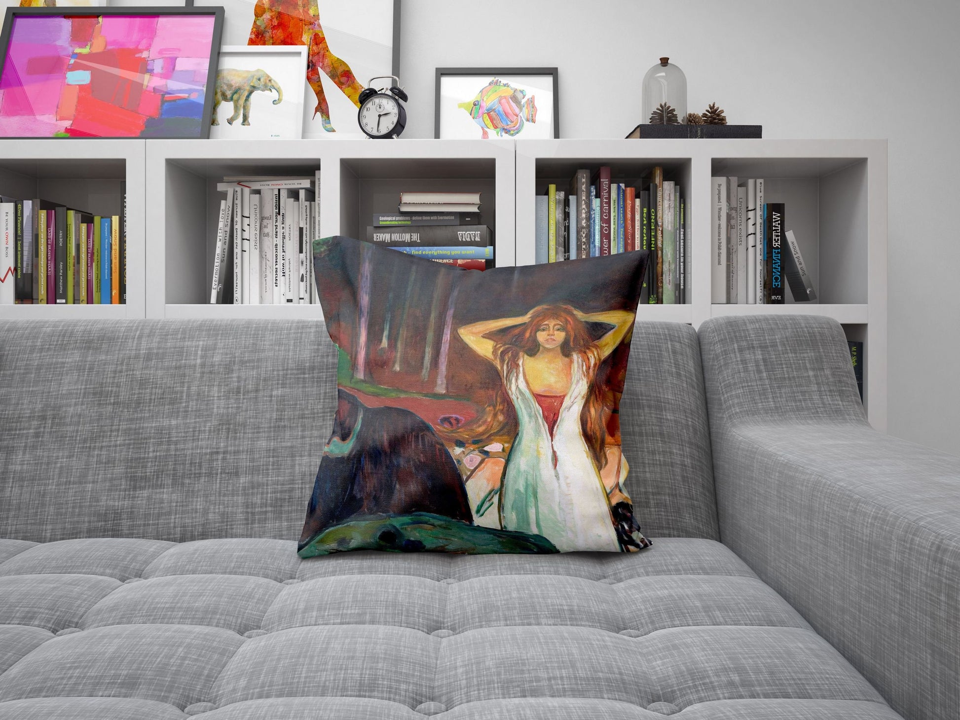 Edvard Munch Famous Art Ashes, Tapestry Pillows, Abstract Throw Pillow Cover, Artist Pillow, Black, Expressionist Pillow, Square Pillow