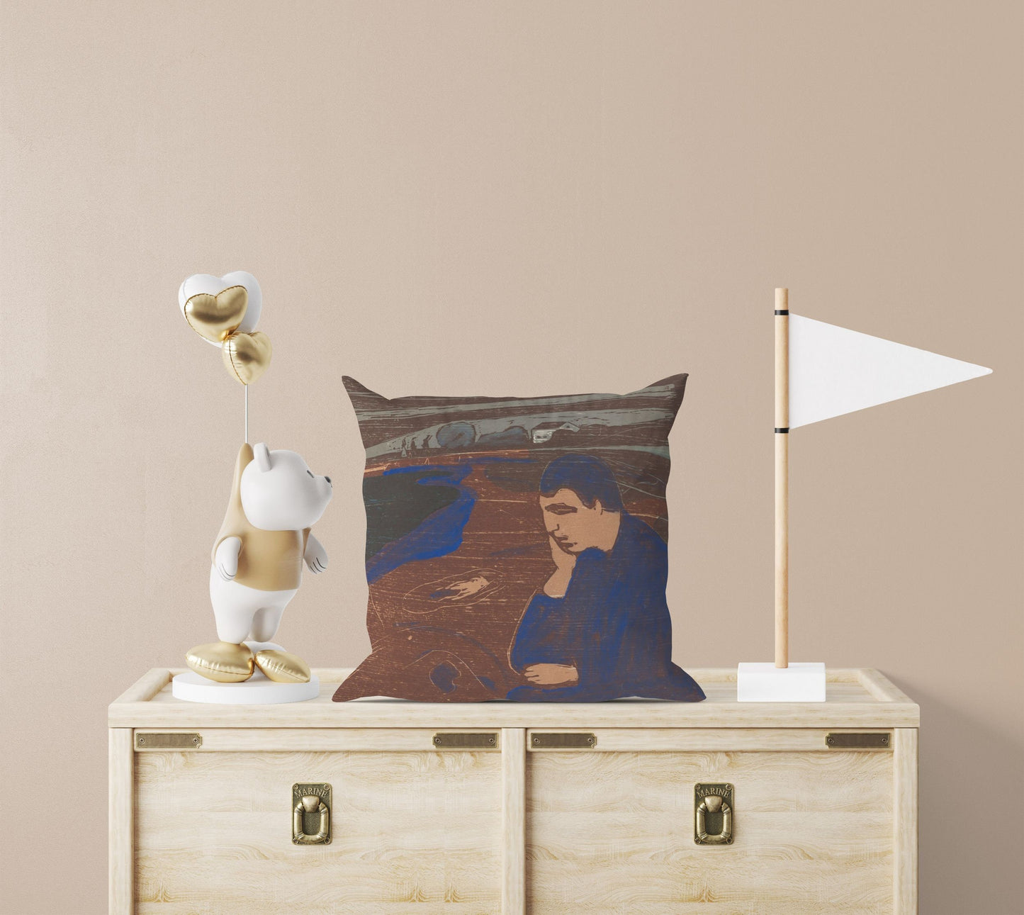 Edvard Munch Famous Art Melankoli, Throw Pillow Cover, Abstract Throw Pillow, 22X22 Pillow Cover, Home Decor Pillow, Sofa Pillows
