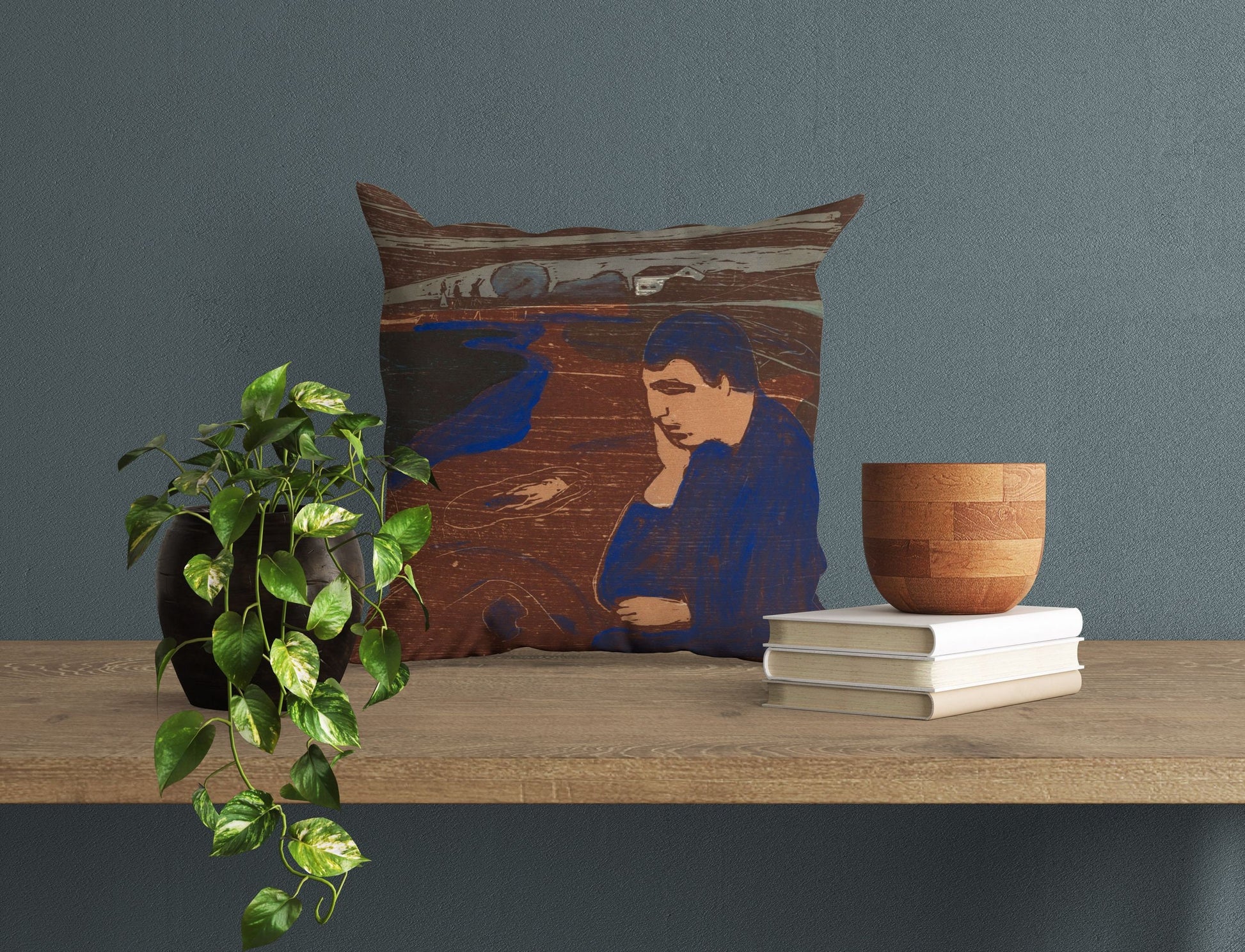 Edvard Munch Famous Art Melankoli, Throw Pillow Cover, Abstract Throw Pillow, 22X22 Pillow Cover, Home Decor Pillow, Sofa Pillows
