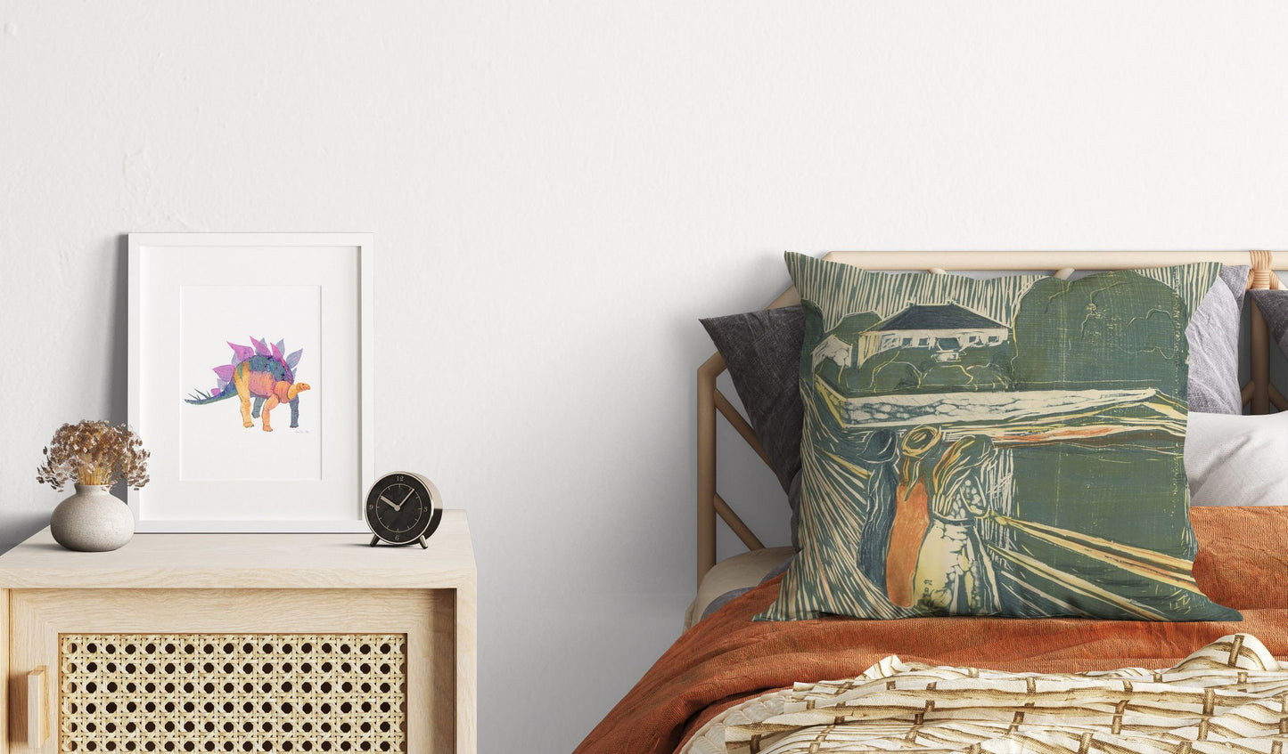 Edvard Munch Famous Art Pikene Pa Broen, Decorative Pillow, Abstract Throw Pillow Cover, Artist Pillow, Green Pillow Cases, Expressionist