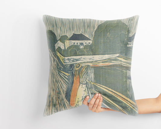 Edvard Munch Famous Art Pikene Pa Broen, Decorative Pillow, Abstract Throw Pillow Cover, Artist Pillow, Green Pillow Cases, Expressionist
