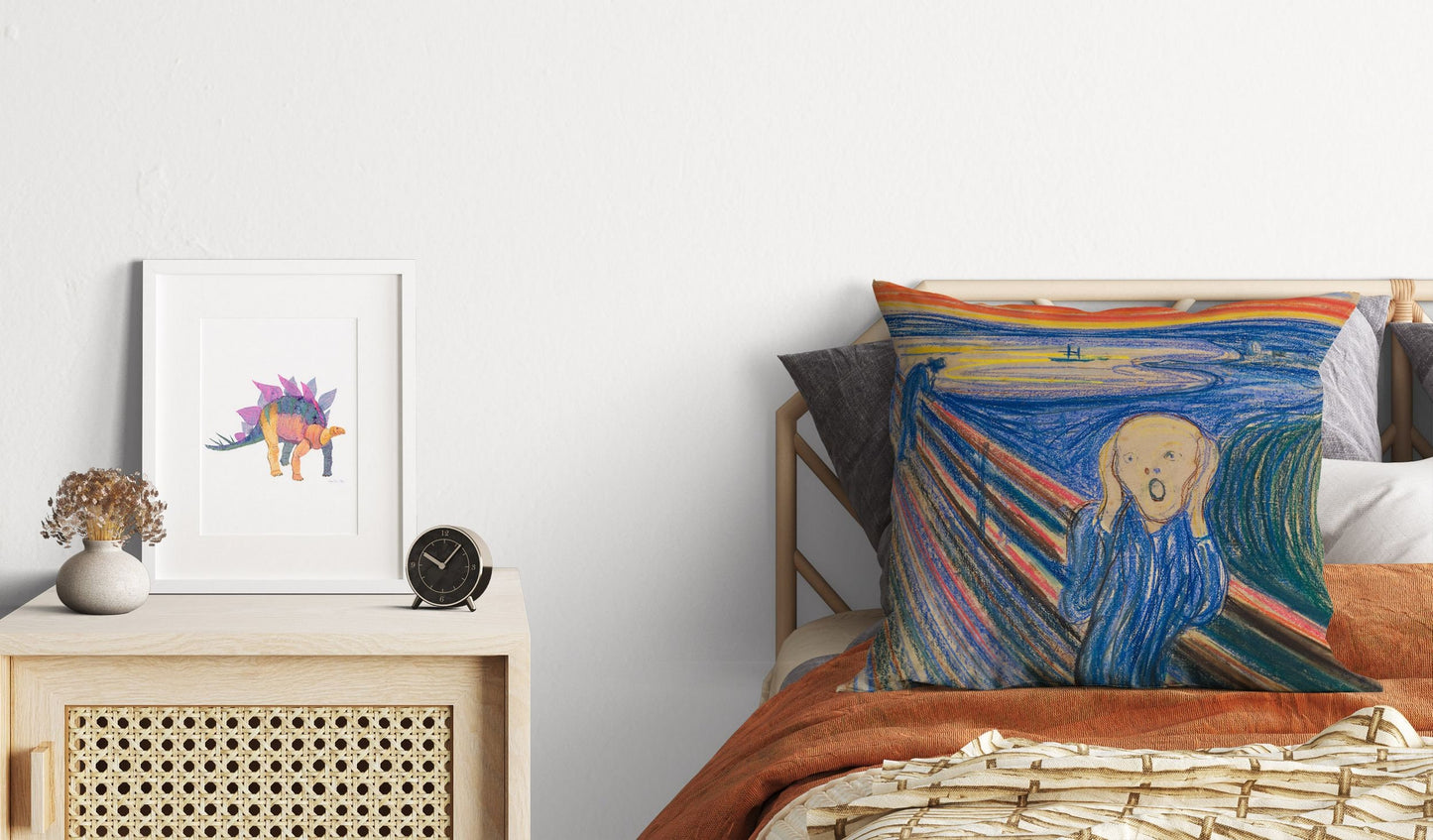 Edvard Munch Famous Art Scream, Decorative Pillow, Abstract Throw Pillow, Artist Pillow, Blue Pillow, Contemporary Pillow, Square Pillow