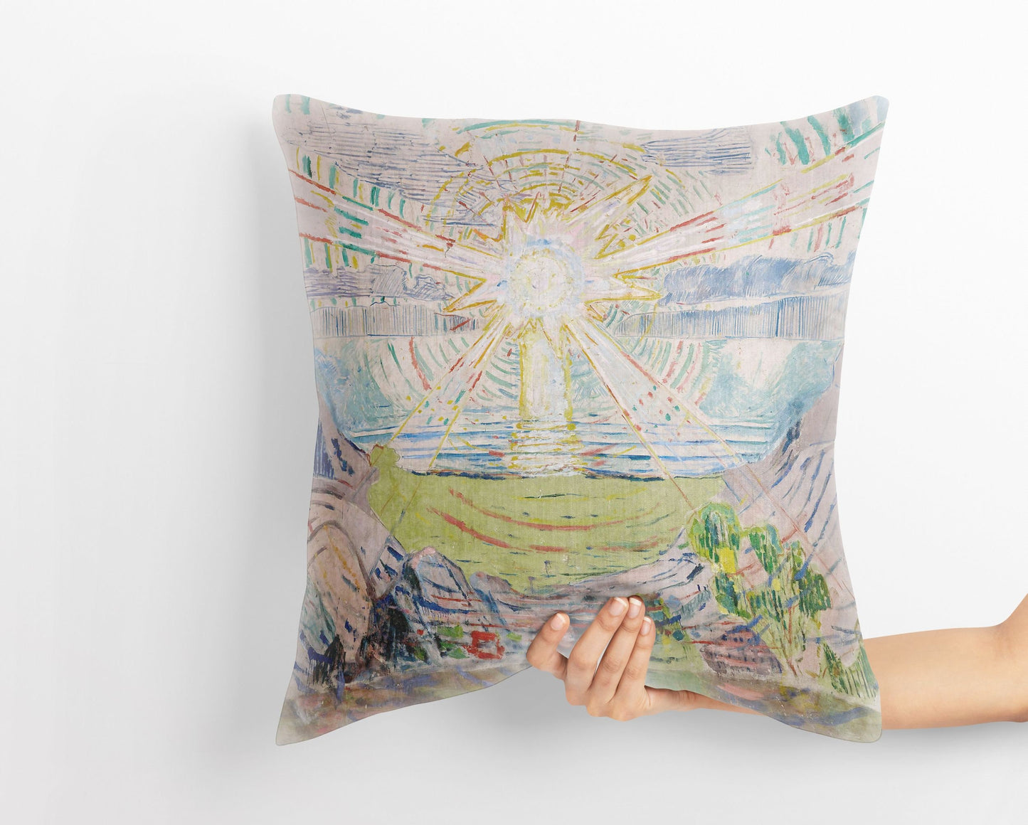 Edvard Munch Famous Art The Sun, Pillow Case, Abstract Throw Pillow, Art Pillow, White Pillow Cases, Expressionist Pillow Large Pillow Cases