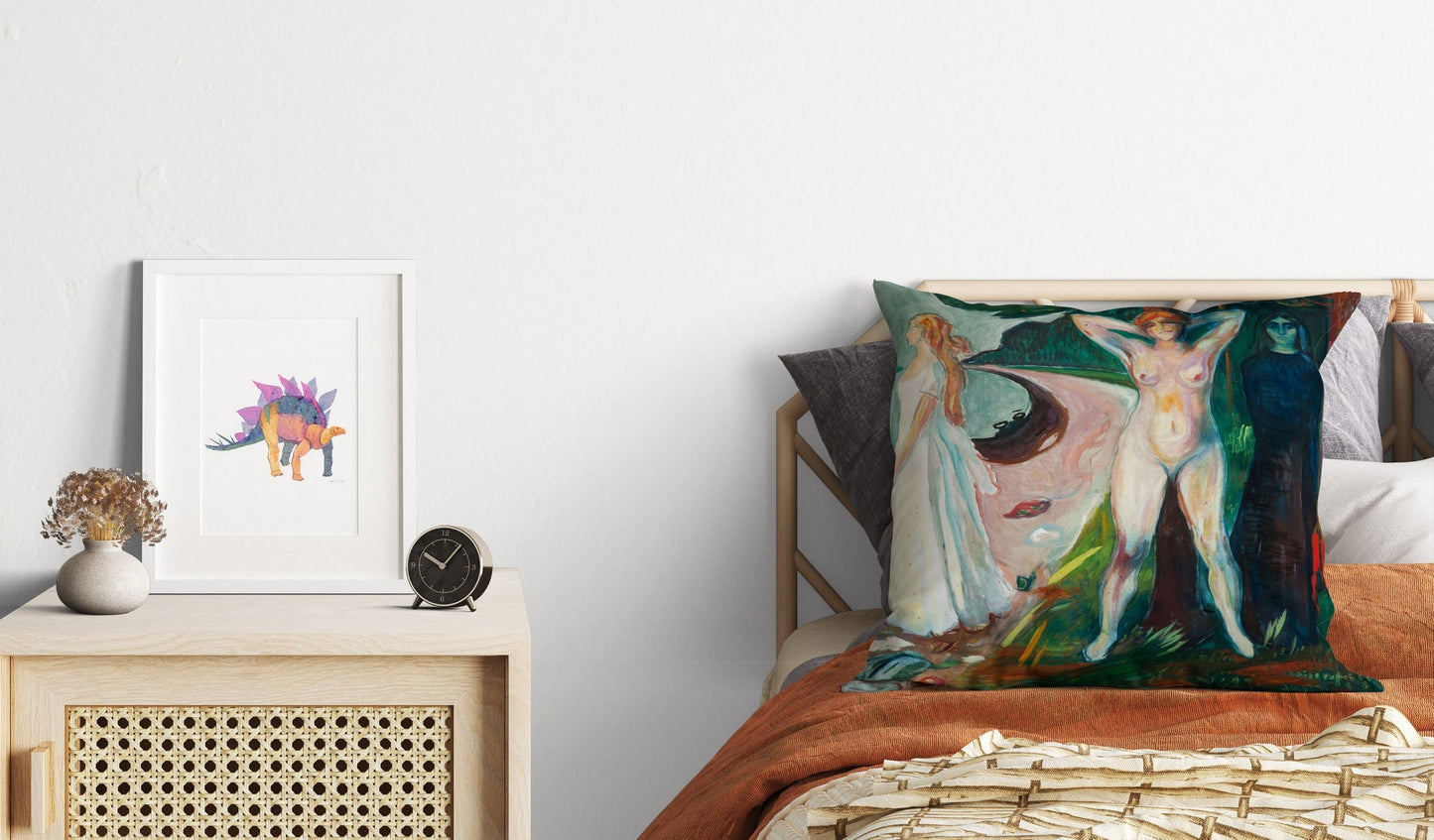 Edvard Munch Famous Art Woman, Pillow Case, Abstract Throw Pillow, Art Pillow, Green Pillow Cases, Expressionist Pillow, Large Pillow Cases