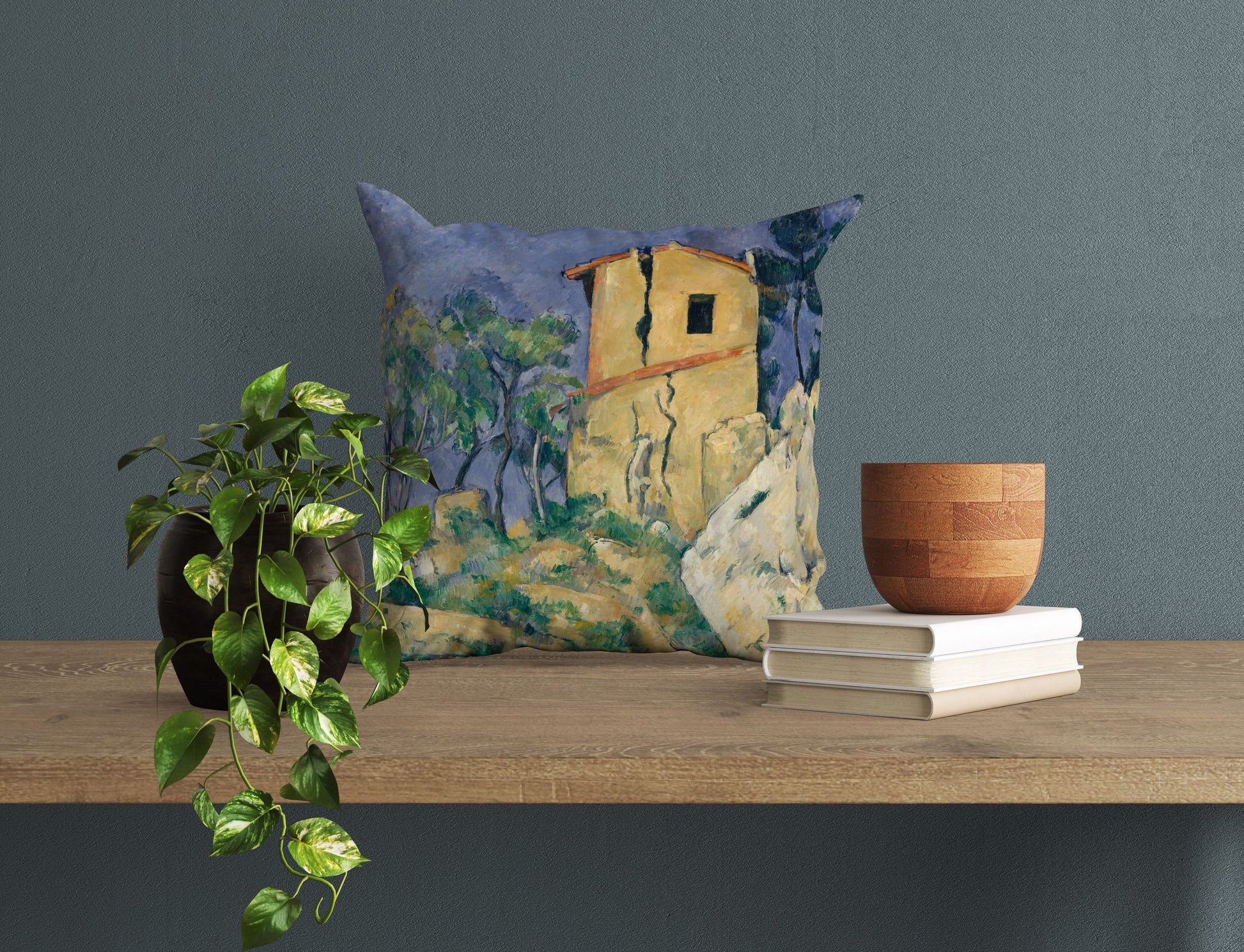 Paul Cezanne Famous Painting, Toss Pillow, Abstract Pillow, Artist Pillow, Blue And Yellow, Post-Impressionist Art, Square Pillow