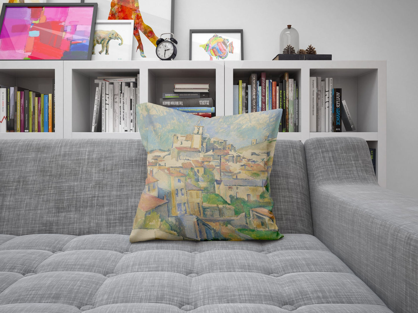 Paul Cezanne Famous Painting, Throw Pillow, Abstract Throw Pillow Cover, Designer Pillow, Blue And Beige, Modern Pillow, Square Pillow