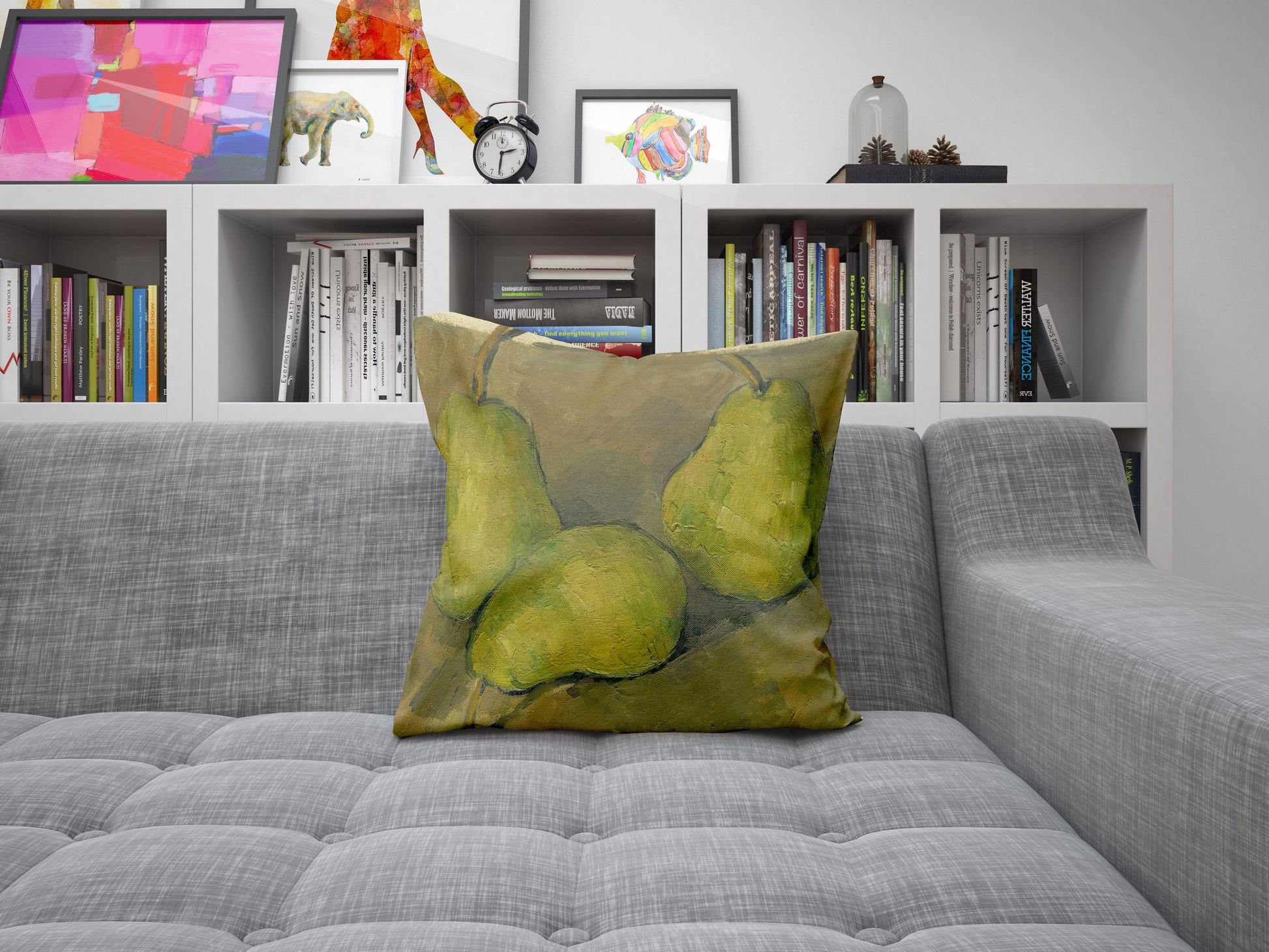 Paul Cezanne Famous Painting Three Pears, Throw Pillow, Abstract Throw Pillow, Designer Pillow, Green Pillow Cases, Contemporary Pillow