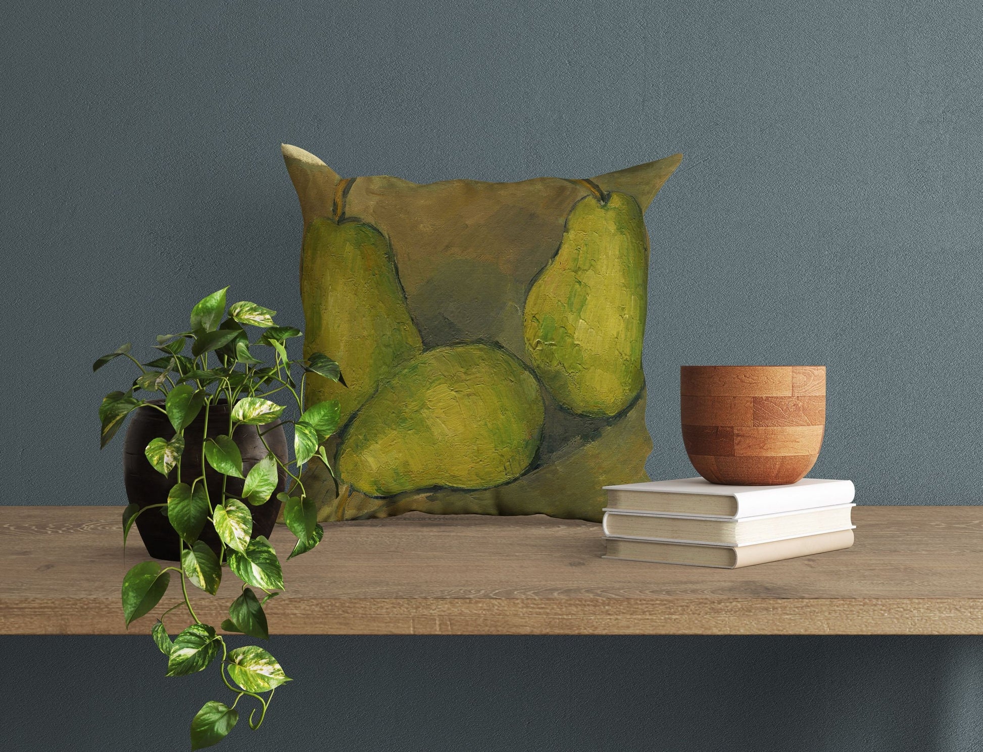 Paul Cezanne Famous Painting Three Pears, Throw Pillow, Abstract Throw Pillow, Designer Pillow, Green Pillow Cases, Contemporary Pillow