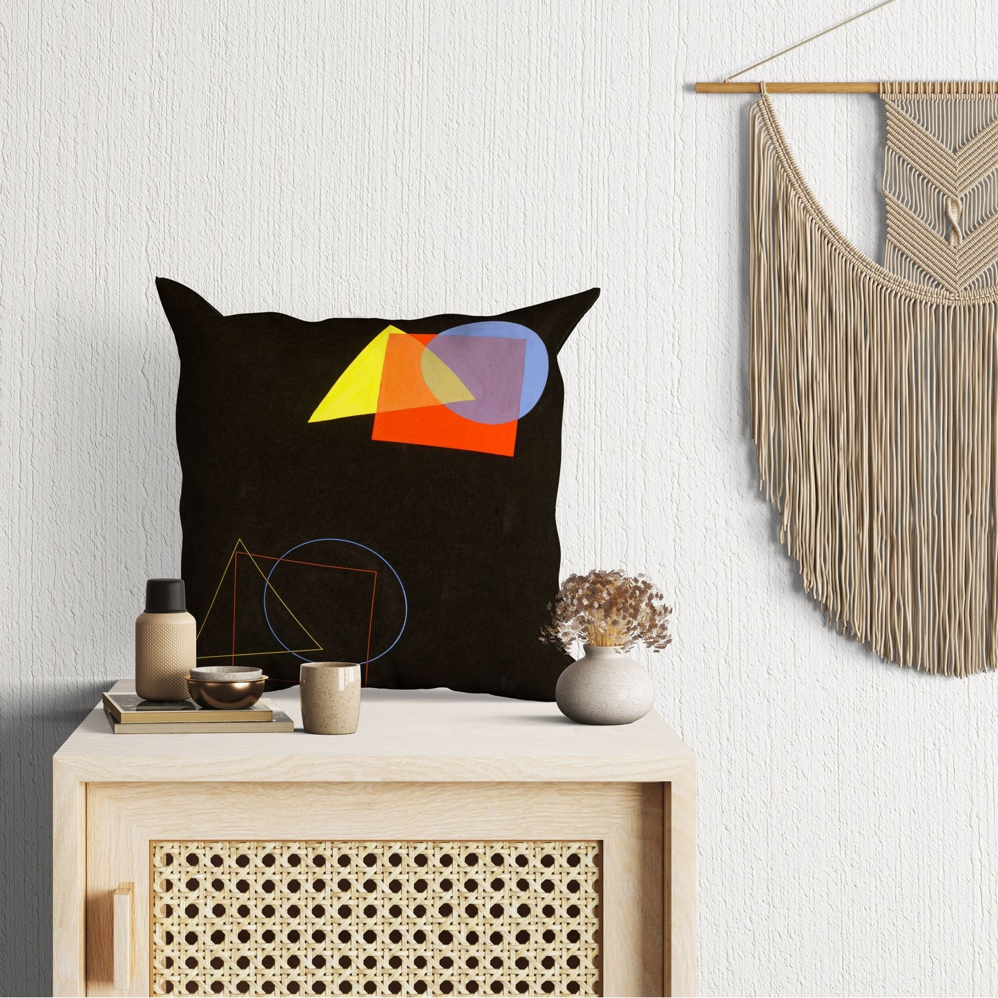 Wassily Kandinsky Abstract Painting Decorative Pillow, Abstract Pillow Case, Designer Pillow, Black, Contemporary Pillow, Square Pillow
