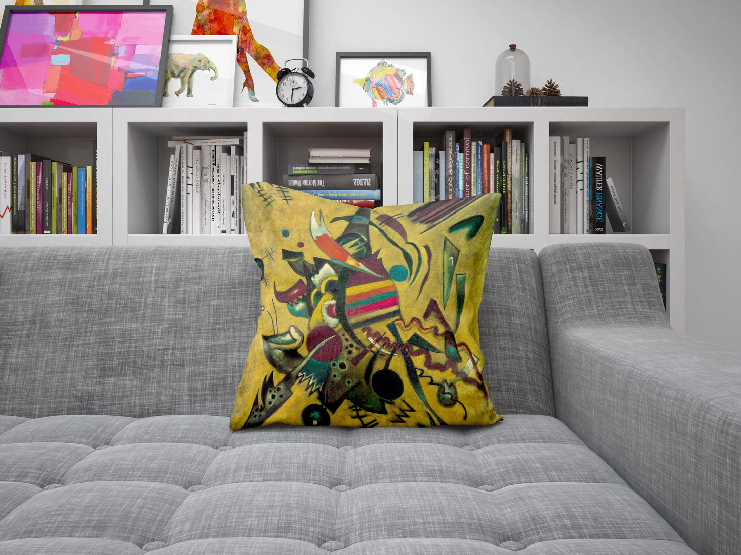 Wassily Kandinsky Abstract Painting, Decorative Pillow, Abstract Pillow, Colorful Pillow Case, Playroom Decor, Indoor Pillow Cases