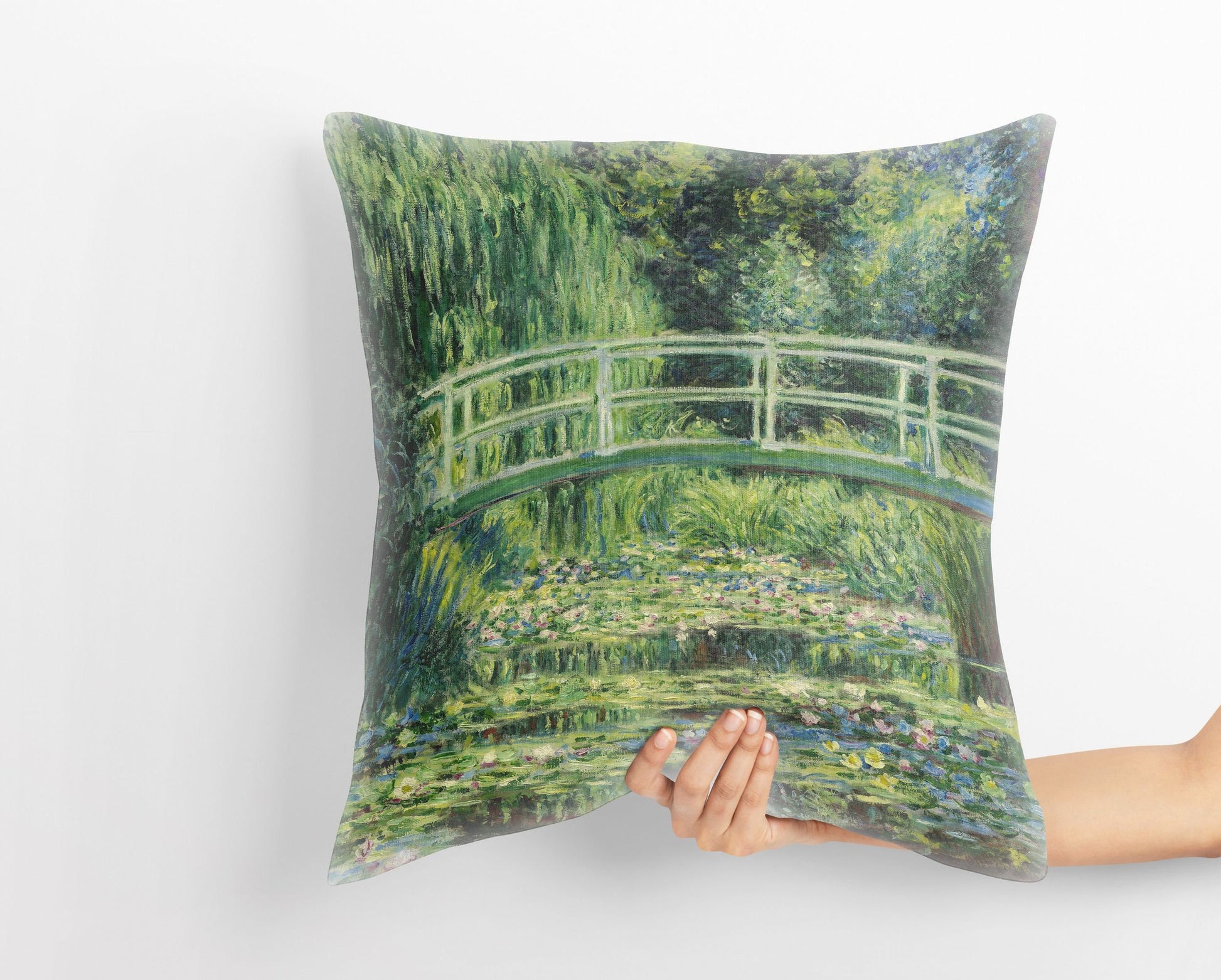 Claude Monet Famous Painting White Water Lilies, Decorative Pillow, Abstract Throw Pillow Cover, Soft Pillow Cases, Green Pillow Cases
