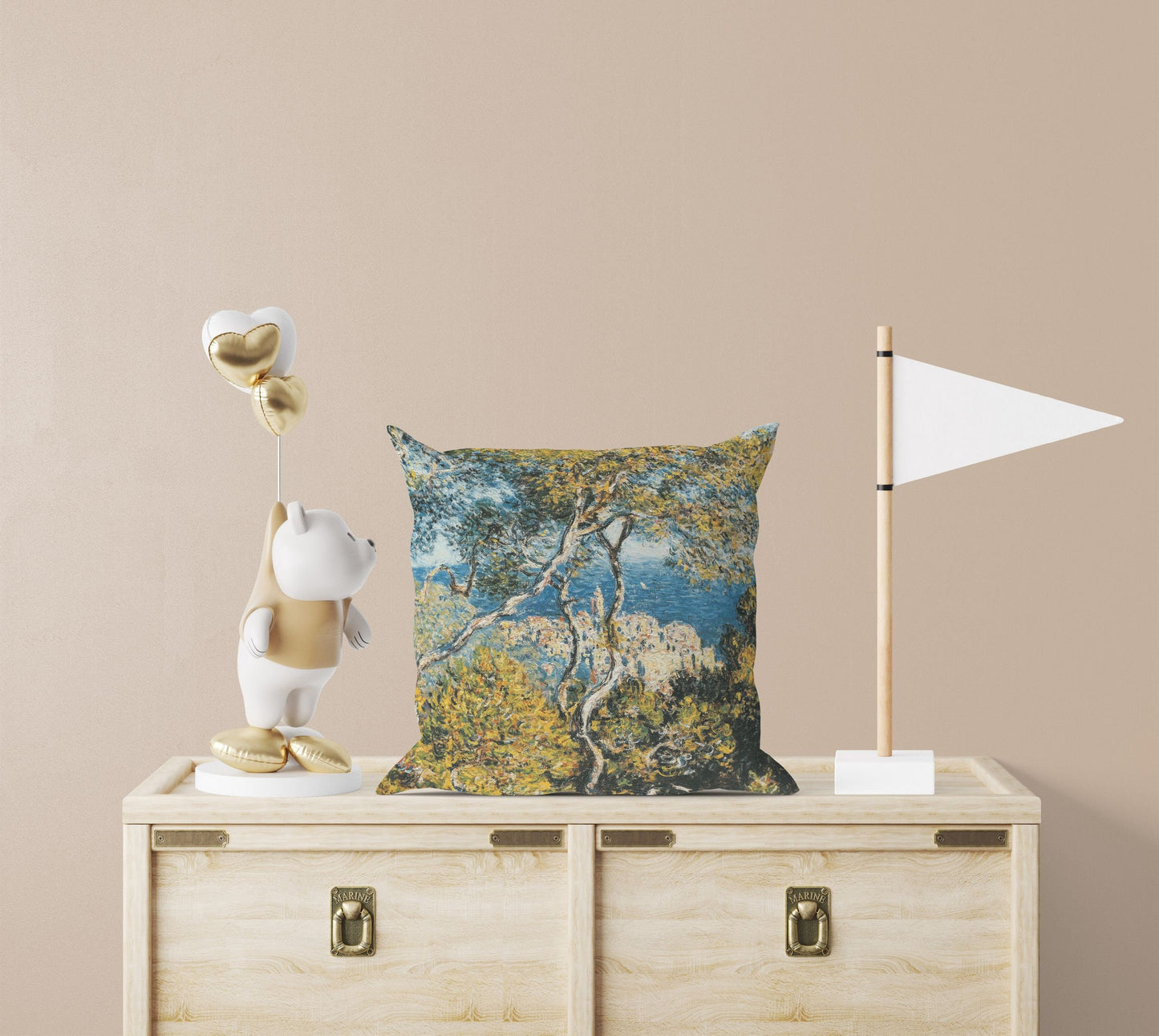 Claude Monet Famous Painting Bordighera, Decorative Pillow, Abstract Throw Pillow, Art Pillow, Bright Yellow Pillow, Modern Pillow