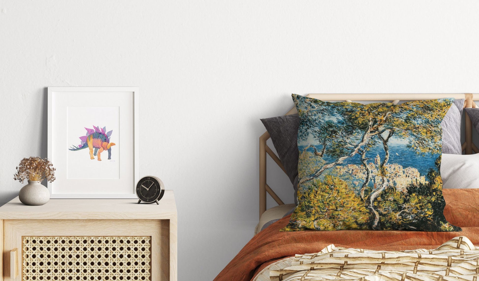 Claude Monet Famous Painting Bordighera, Decorative Pillow, Abstract Throw Pillow, Art Pillow, Bright Yellow Pillow, Modern Pillow