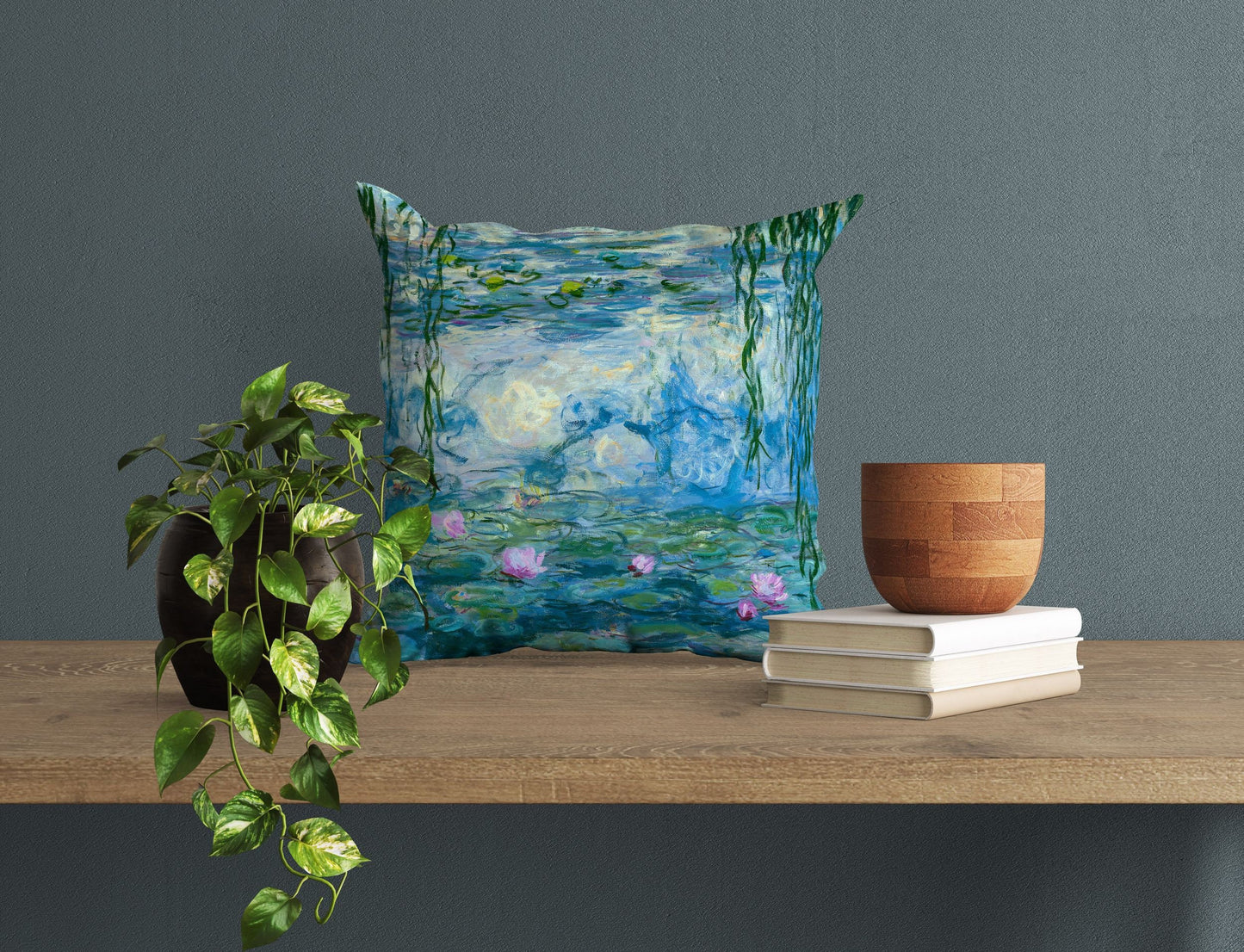 Claude Monet Famous Painting Water Lilies, Throw Pillow, Abstract Throw Pillow Cover, Soft Pillow Cases, Farmhouse Pillow, Farmhouse Decor