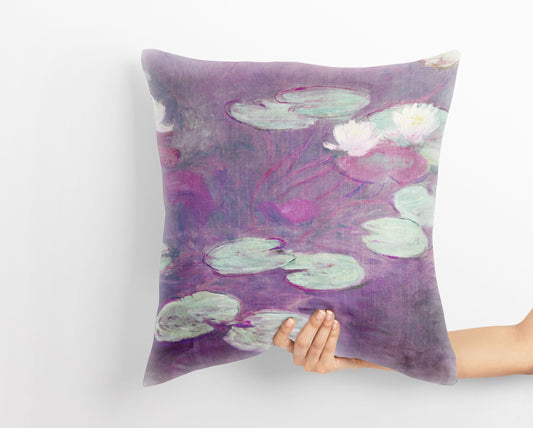 Claude Monet Famous Painting Water Lilies, Pillow Case, Throw Pillow, Soft Pillow Cases, Square Pillow, Home Decor Pillow, Sofa Pillows
