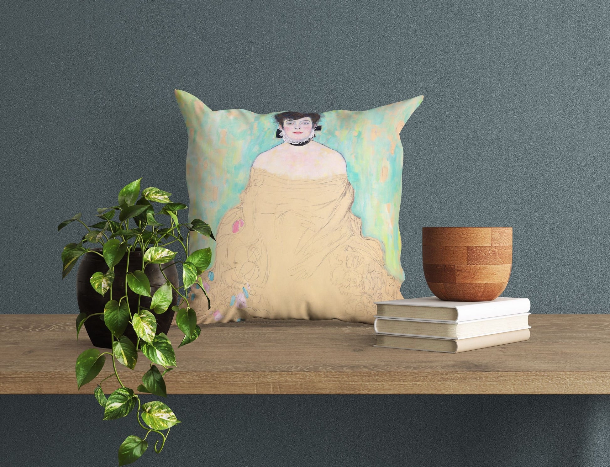 Gustav Klimt Famous Painting Amalie Zuckerkandl Pillow Case, Abstract Throw Pillow Cover, Artist Pillow, Art Nouveau 22X22 Pillow Cover