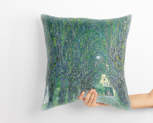 Gustav Klimt Famous Painting Avenue To Schloss Kammer Abstract Throw Pillow Cover, Designer Pillow, Art Nouveau Pillow, 22X22 Pillow Cover