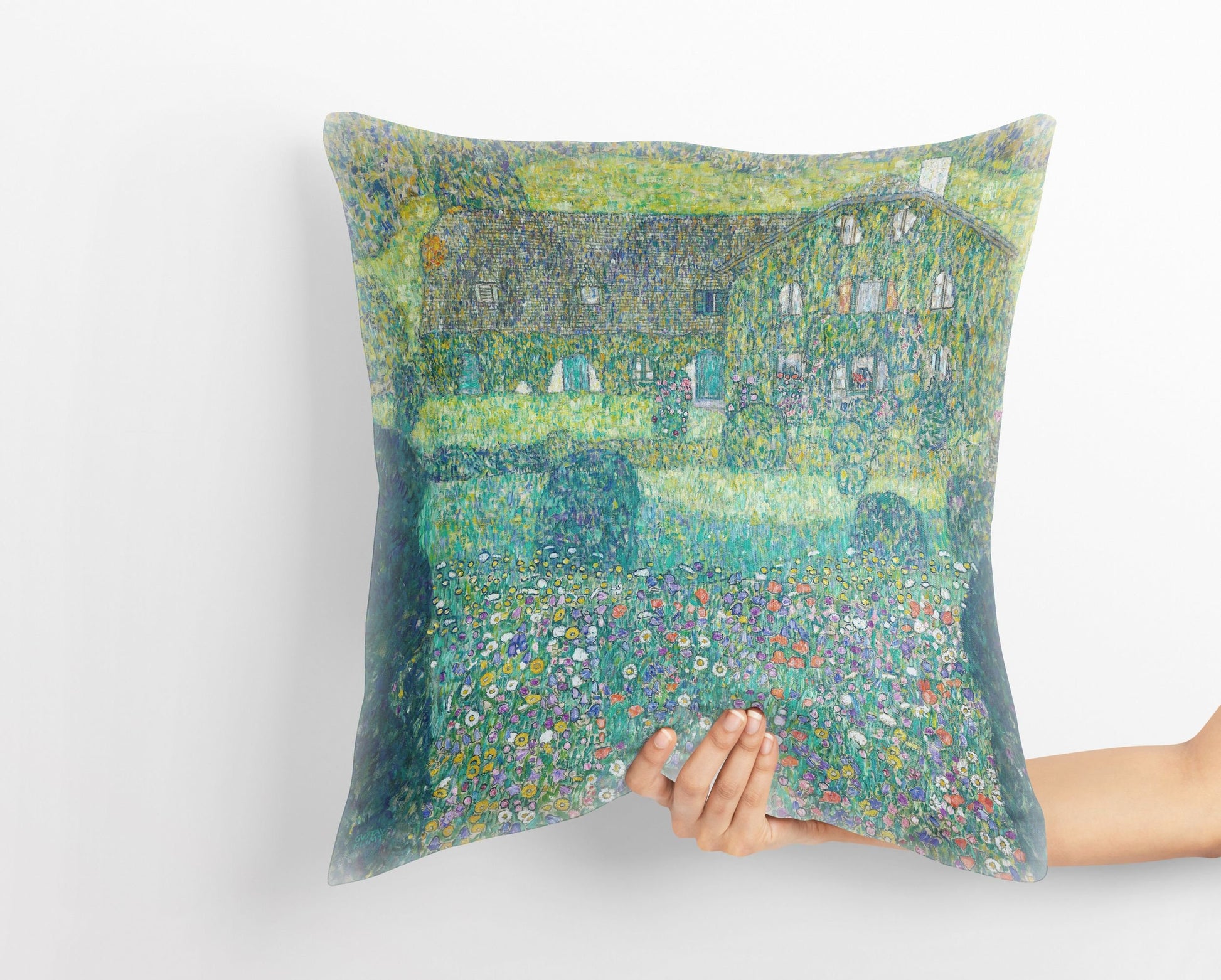 Gustav Klimt Famous Art Forester'S Lodge In Weissenbach I Pillow Case, Abstract Pillow, Soft Pillow Cases, Green Pillow Cases, Modern Pillow