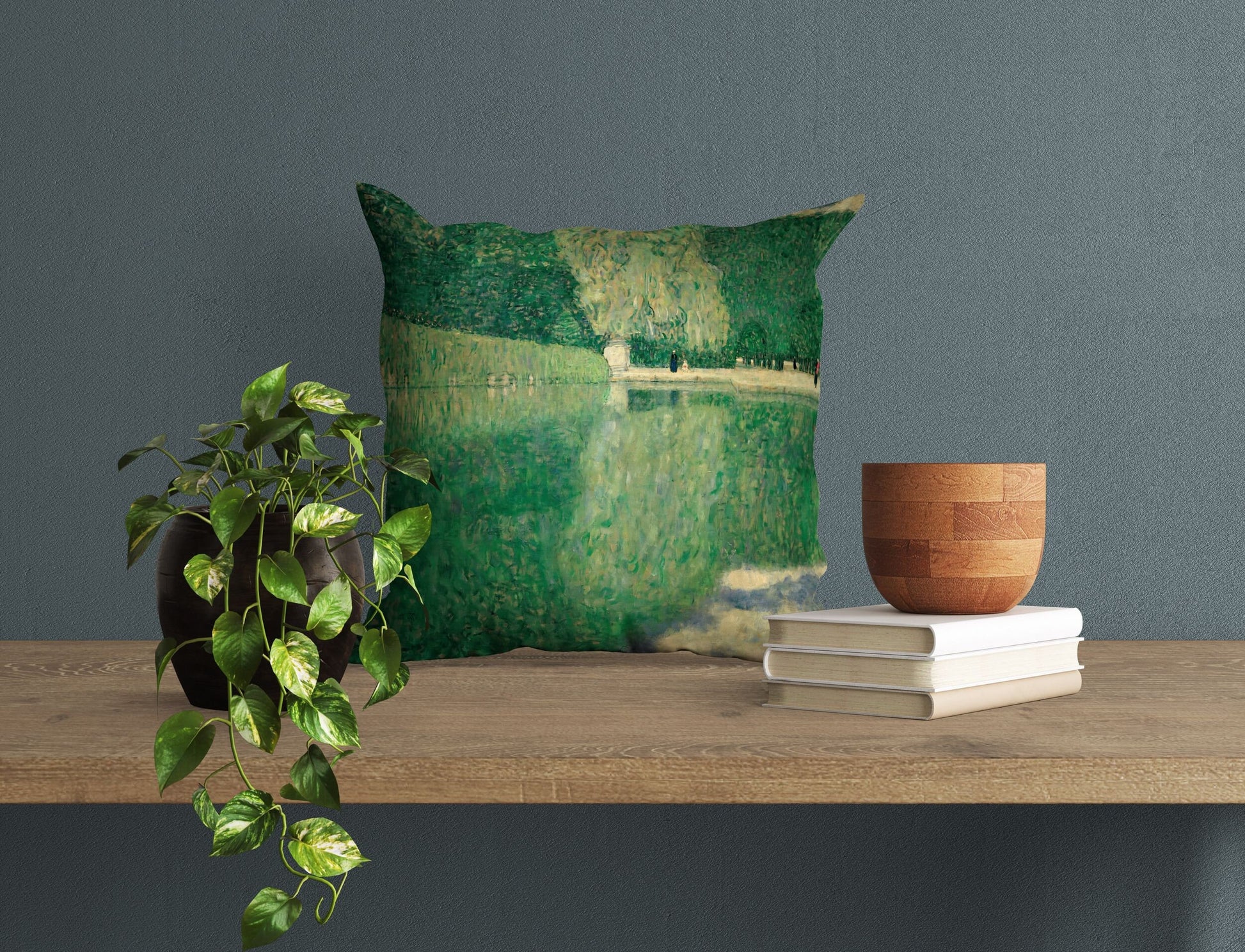 Gustav Klimt Famous Art, Throw Pillow Cover, Green Pillow Cases, Contemporary Pillow, 22X22 Pillow Cover, Home Decor Pillow, Sofa Pillows