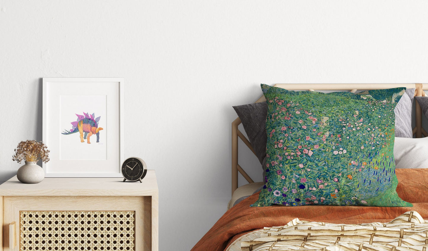 Gustav Klimt Famous Painting Italian Garden Landscape, Abstract Throw Pillow Cover, Designer Pillow, Green Pillow Cases, Sofa Pillows