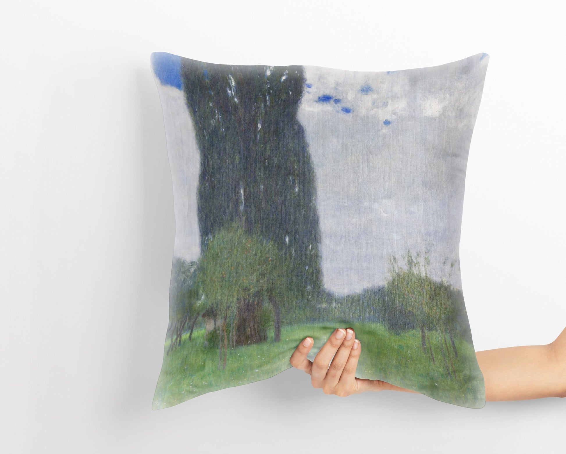 Gustav Klimt Famous Painting The Large Poplar, Tapestry Pillows, Abstract Throw Pillow Cover, Designer Pillow, Green Pillow Cases