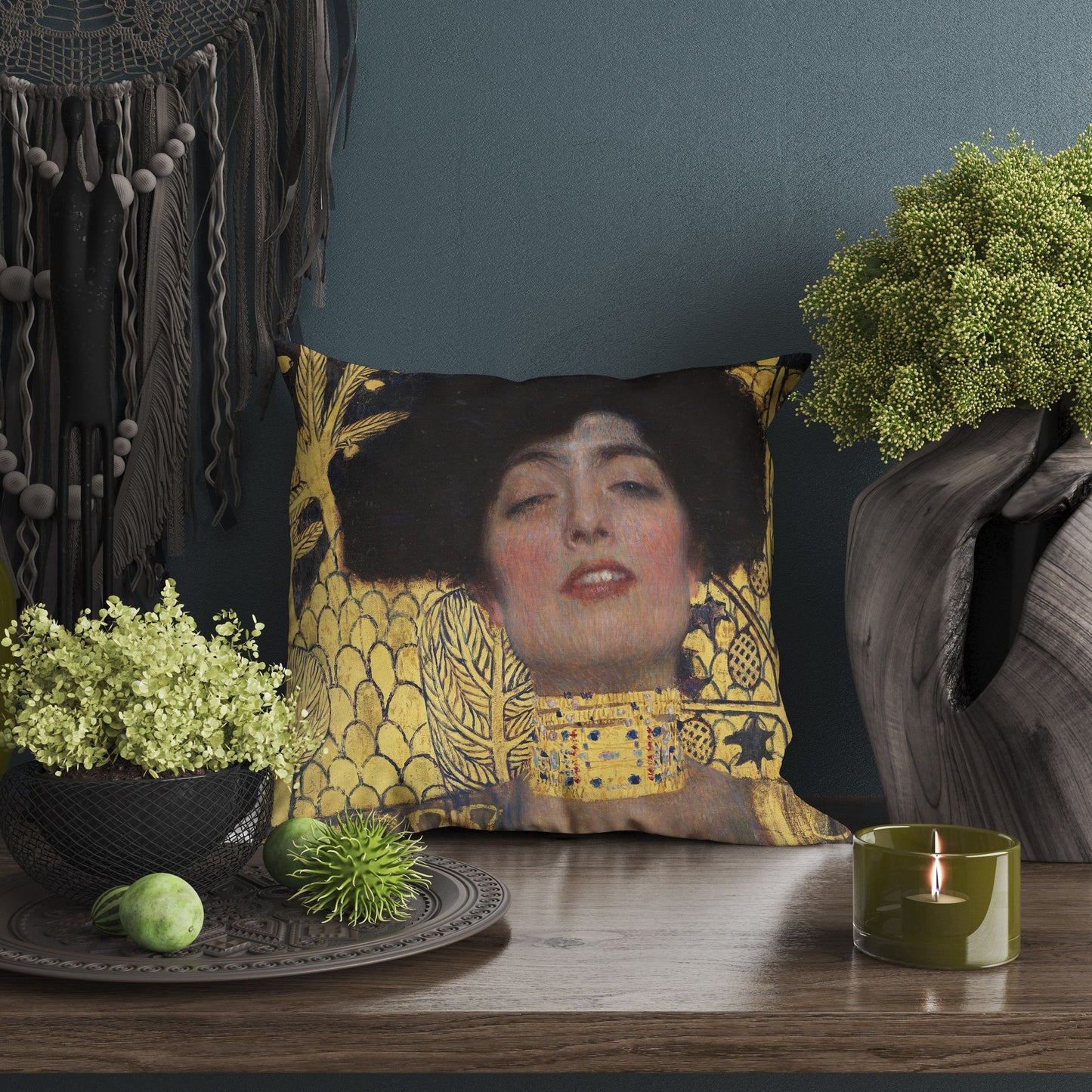 Gustav Klimt Famous Painting Judith, Throw Pillow Cover, Abstract Pillow, Art Pillow, Gold, Art Nouveau Pillow, Square Pillow