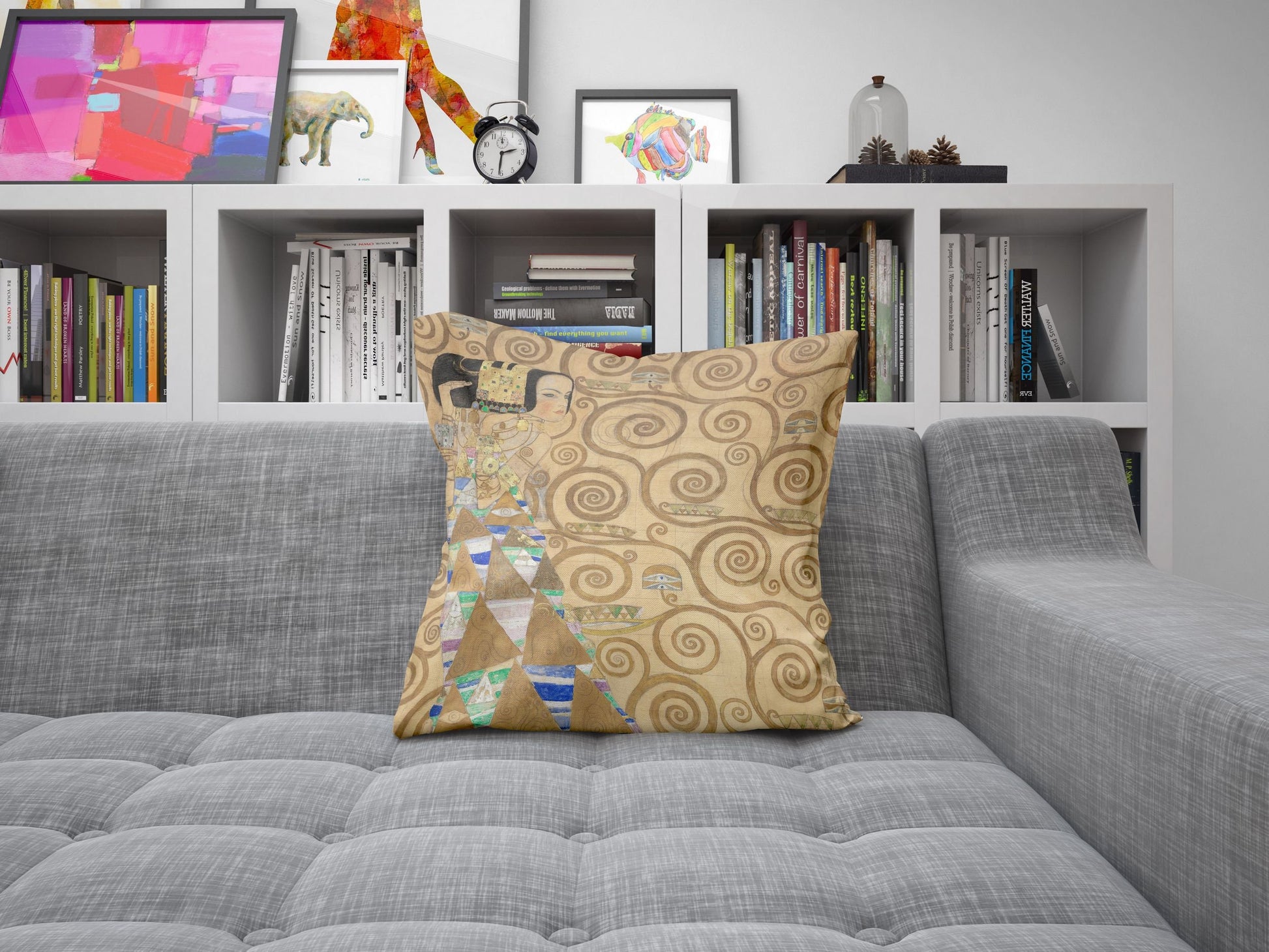 Gustav Klimt Expectation (Dancer) Throw Pillow Cover, Abstract Throw Pillow, Designer Pillow, Gold, Modern Pillow, Square Pillow