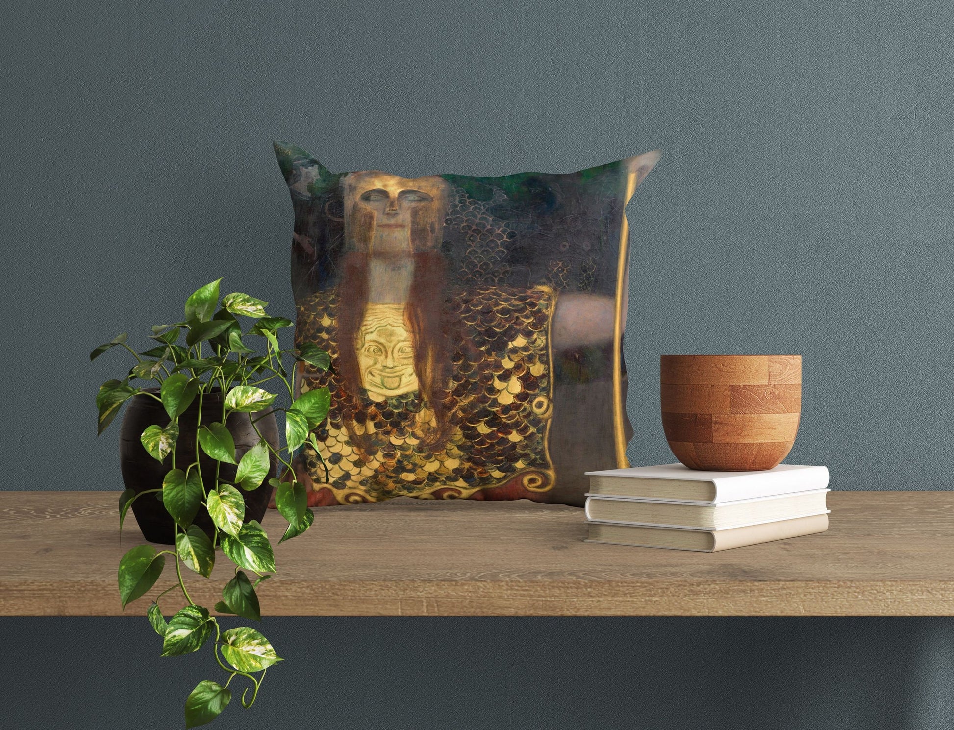Gustav Klimt Famous Painting Pallas Athene, Decorative Pillow, Abstract Throw Pillow Cover, Art Pillow, Contemporary Pillow, Square Pillow
